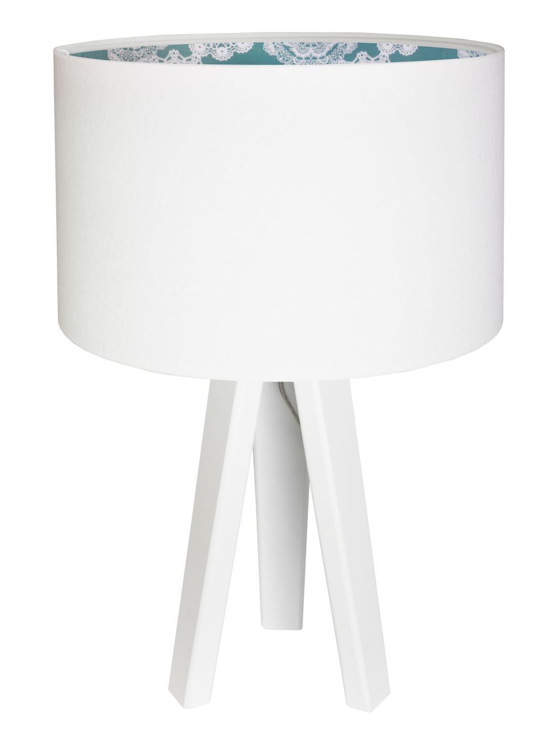 Lampe de table tripode Lampe en bois Blanc Bleu Rétro 46cm