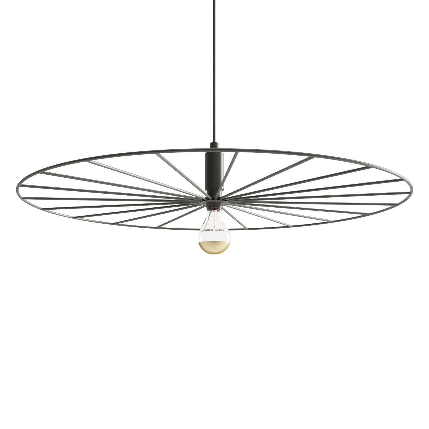 Lampe à suspendre métal Ø 60 cm rond roue fil noir E27