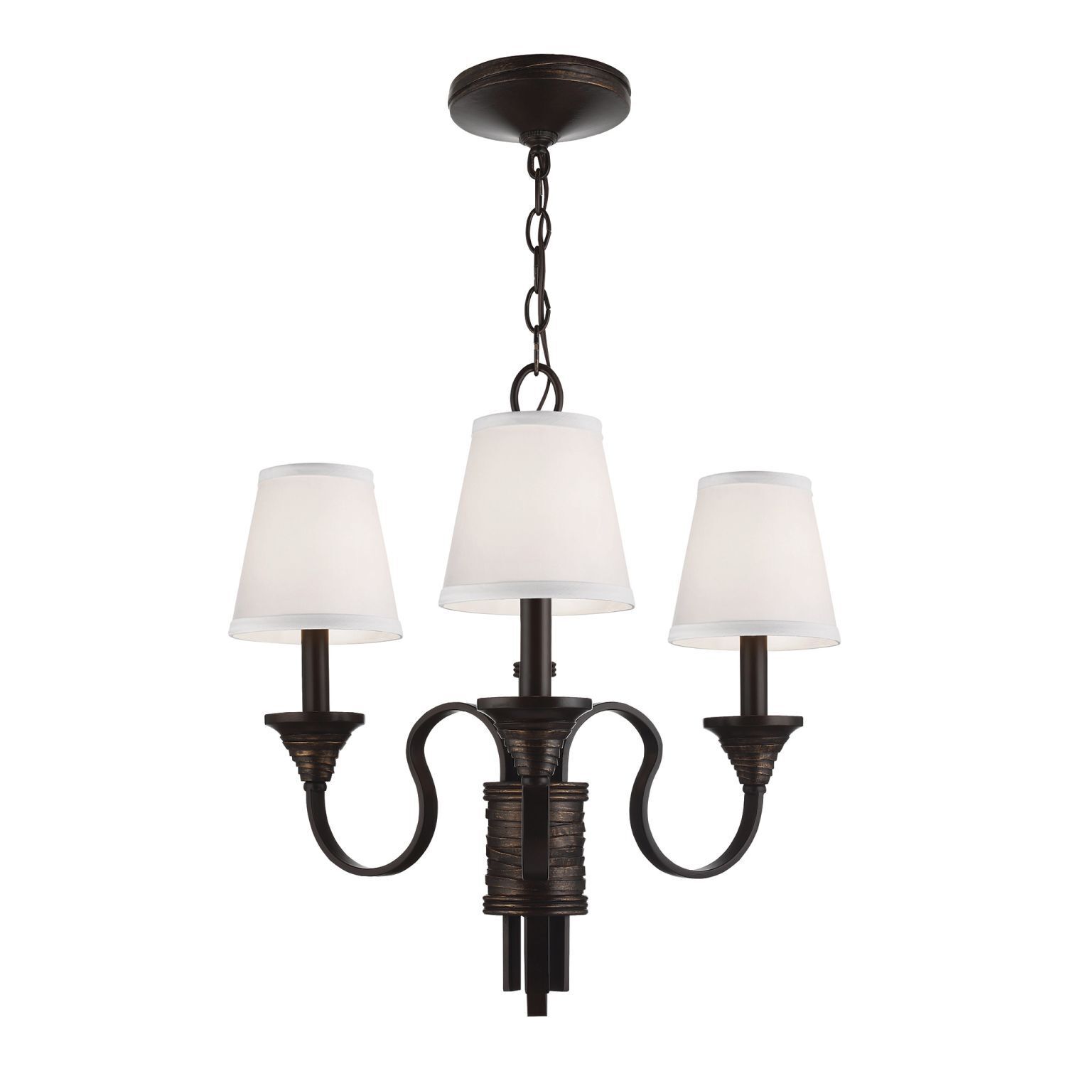 Lustre avec abat-jour en bronze antique blanc MINORU