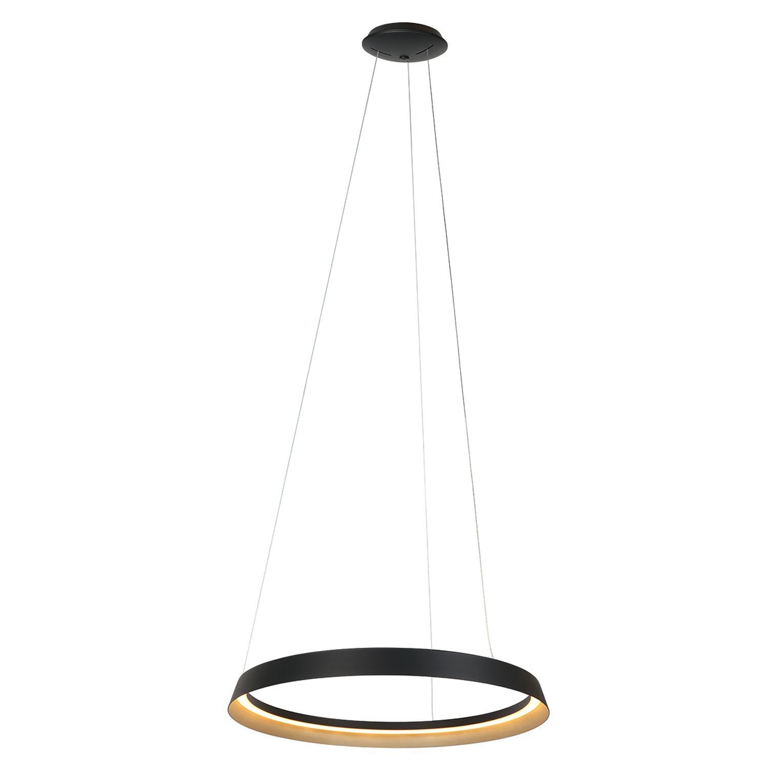Lampe LED ronde à suspendre Noir L:60 cm 50 W 2700 K élégant Leuchter, Lampe
