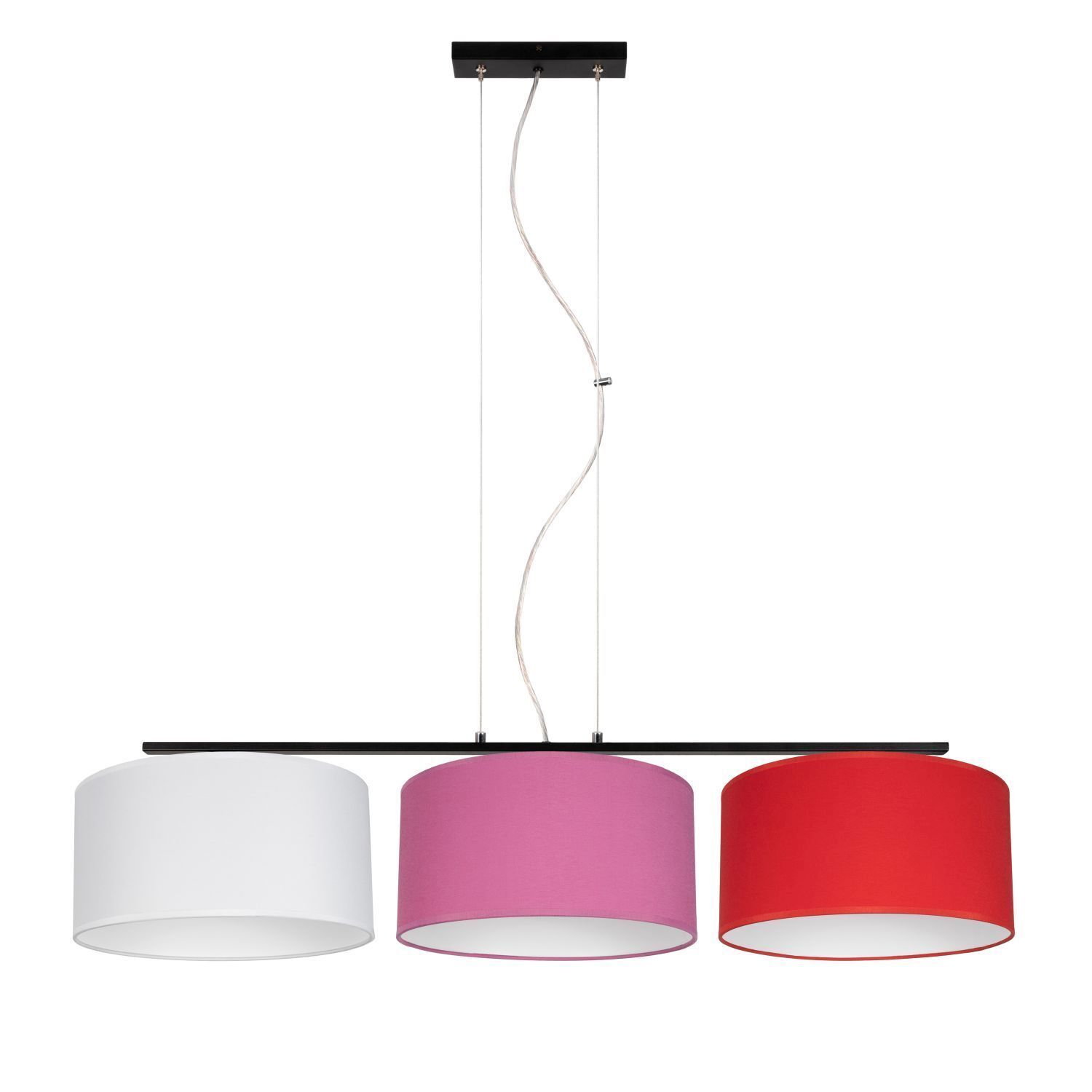 Confortable lampe à suspendre Tissu Blanc Rose Rouge E27 L:100 cm