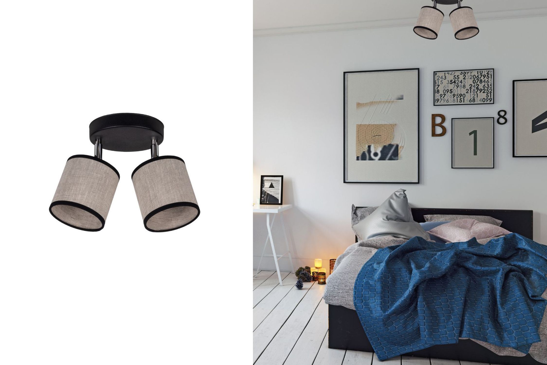 Plafonnier orientable tissu anti-éblouissant E14 2-flmg Lampe, Mobiliar