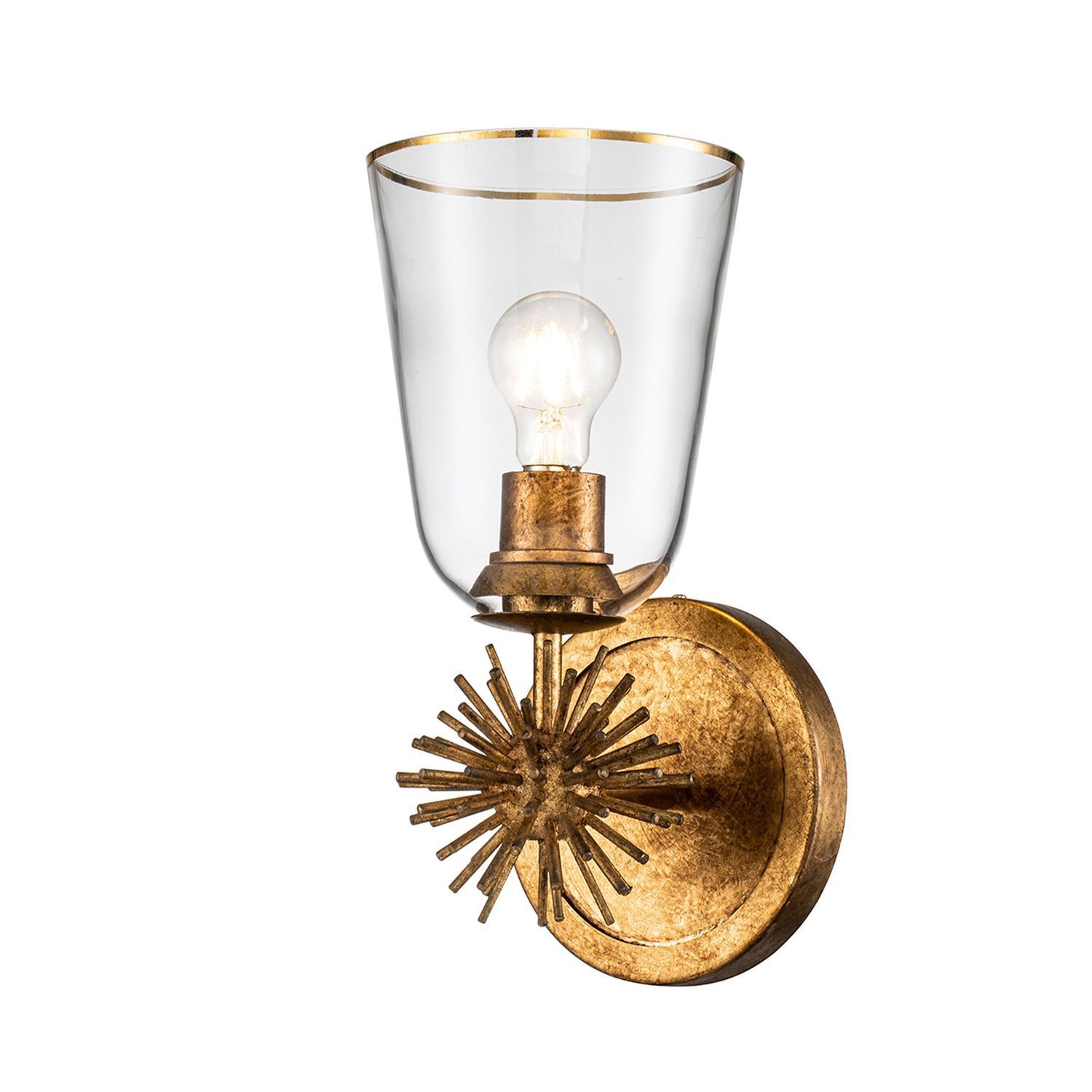 Applique Métal Verre H : 36,8 cm en or antique E27
