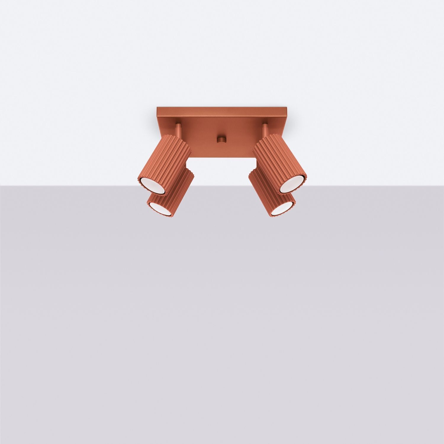Projecteur de plafond GU10 4 flammes L : 25 cm petit carré rouge