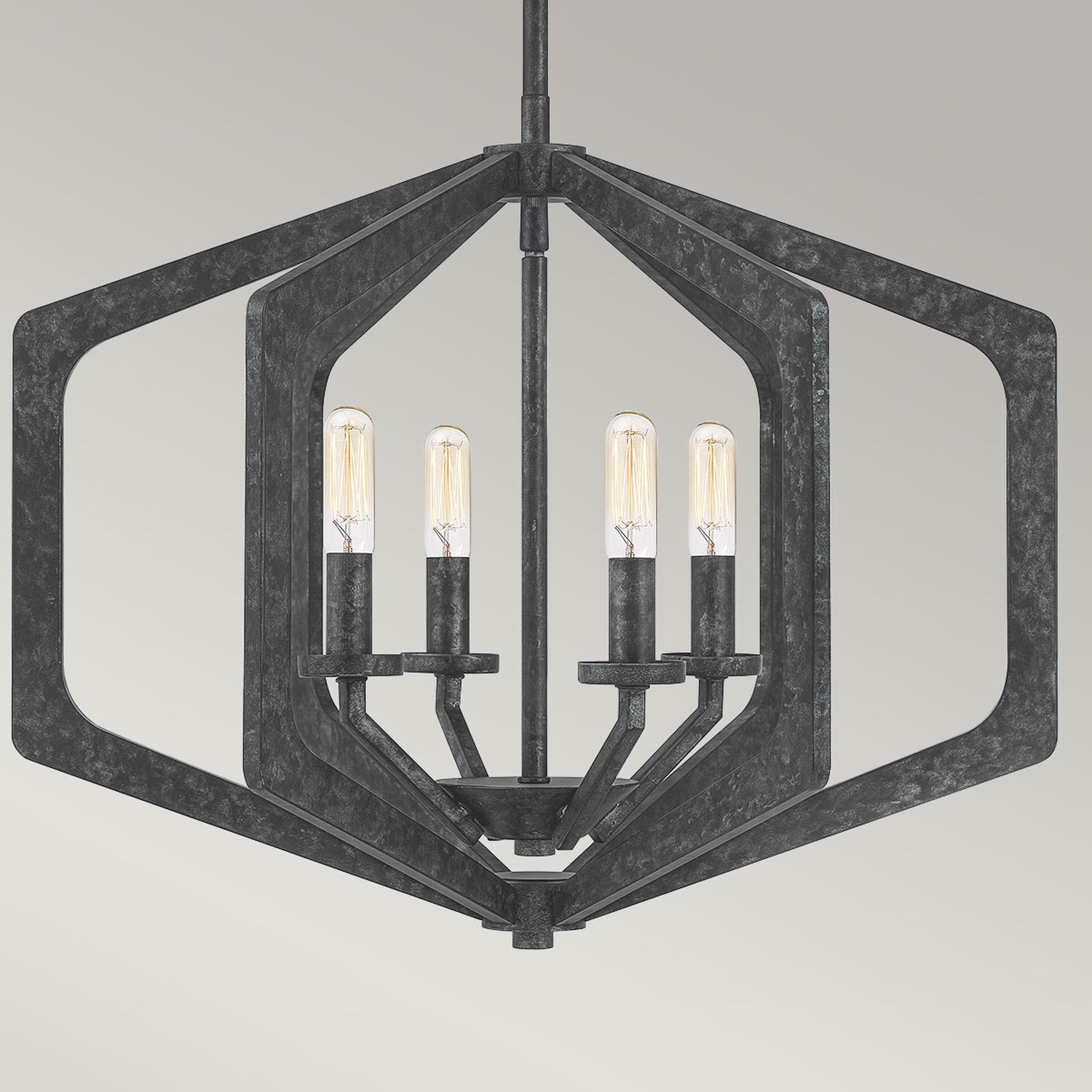 pendant light, geometric chandelier, Metallrahmen, 4 Leuchtmittel, industrieller Stil