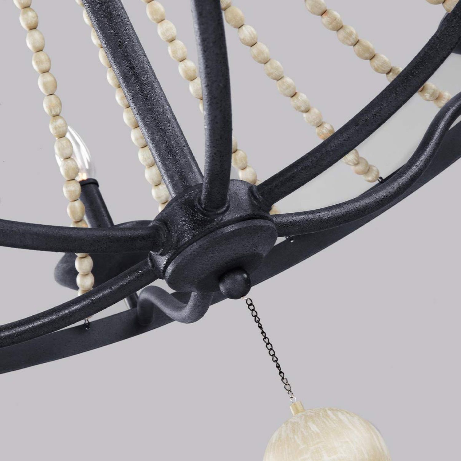 Anhänger, Perlen, Kugel, Kronleuchter, schwarzes Metall