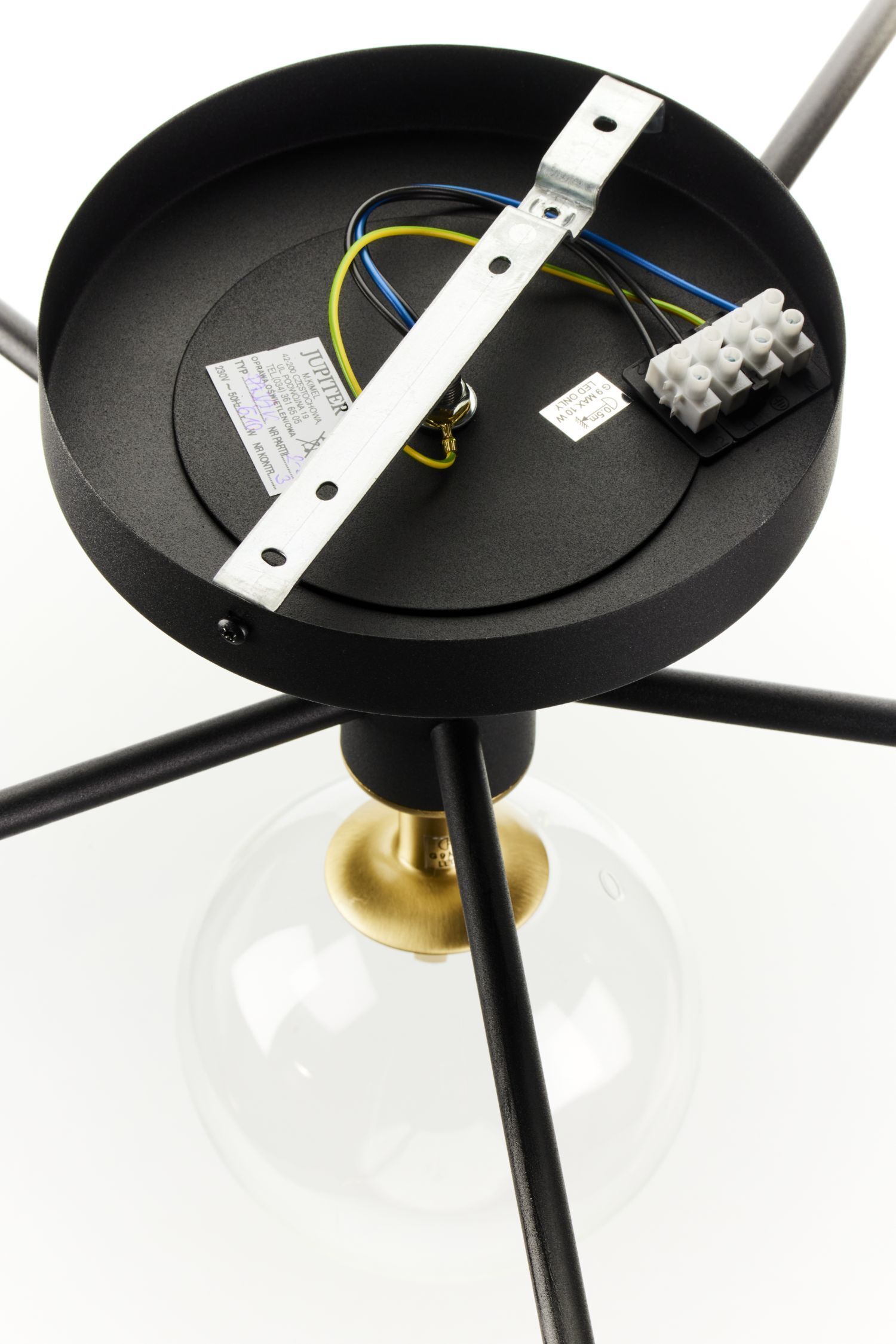 Deckenlampe Metall Glas G9 B:76 cm in Schwarz Gold Kochtopf, Kochgeschirr