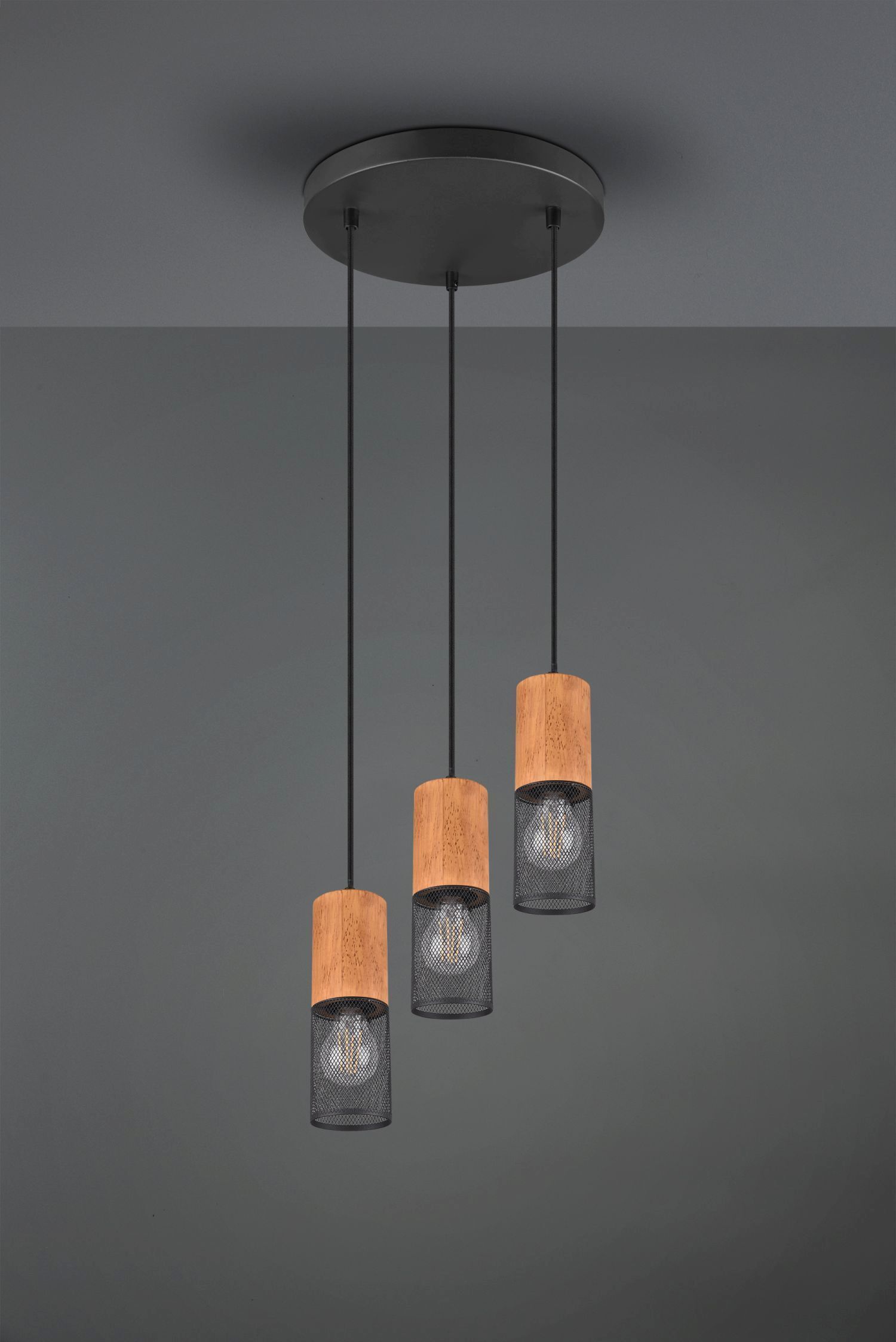 Suspensions en bois et métal E27 Ø28 cm 3-flamme