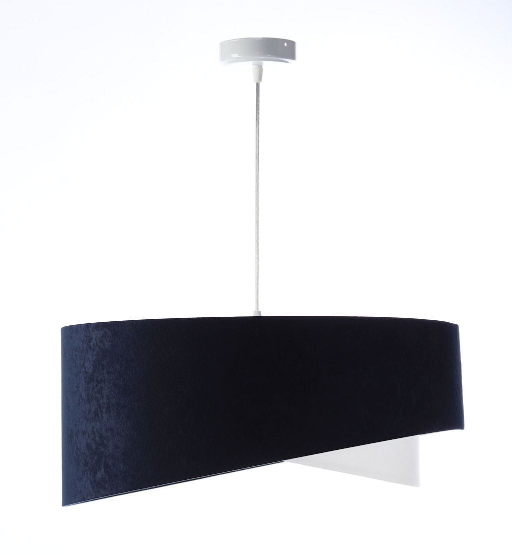 Lampe à suspendre Blanc Bleu E27 rond Ø 50 cm Tissu aspect velours Lampe
