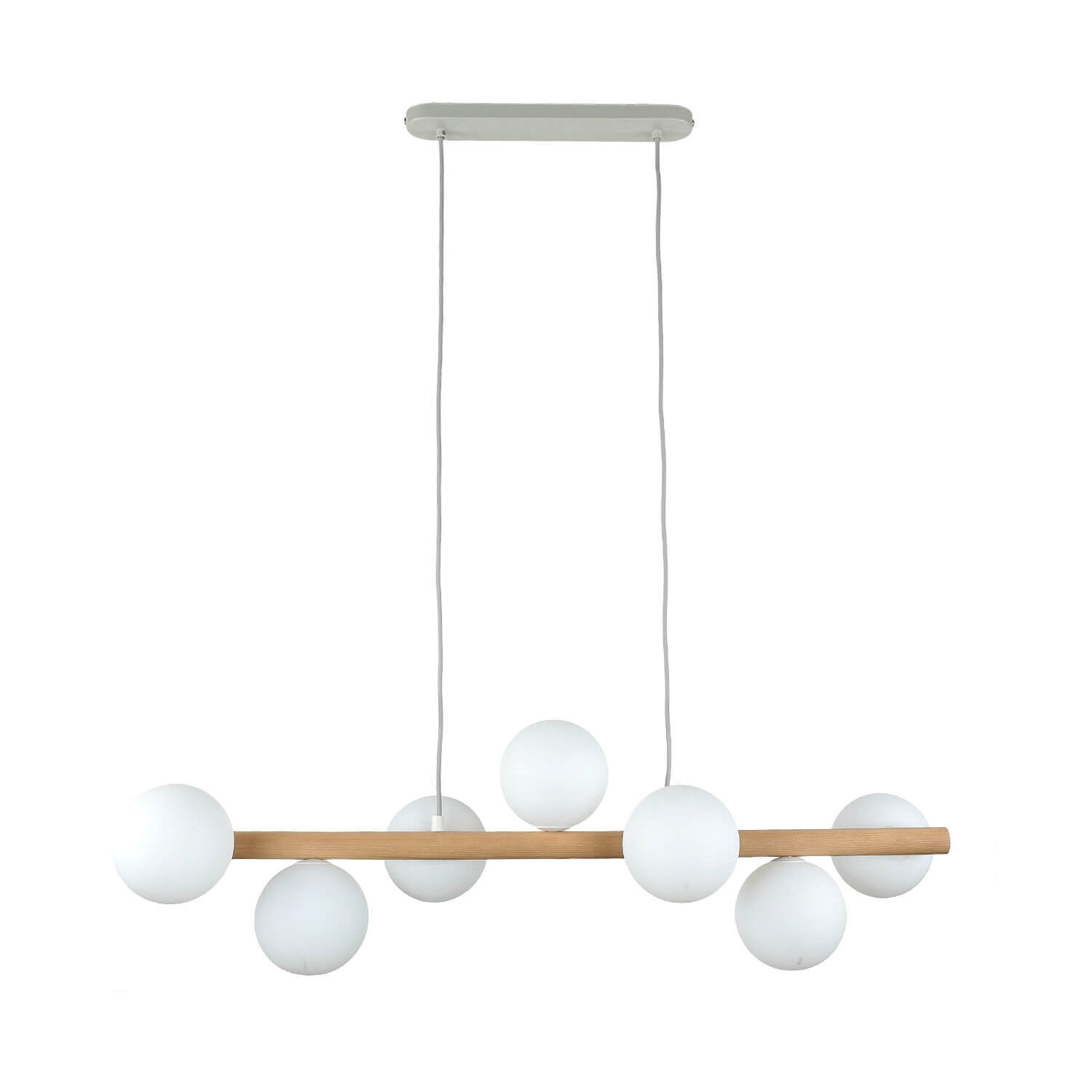 Lampe à suspendre bois métal verre L : 90 cm 7x G9 Moderne Leuchter, Lampe