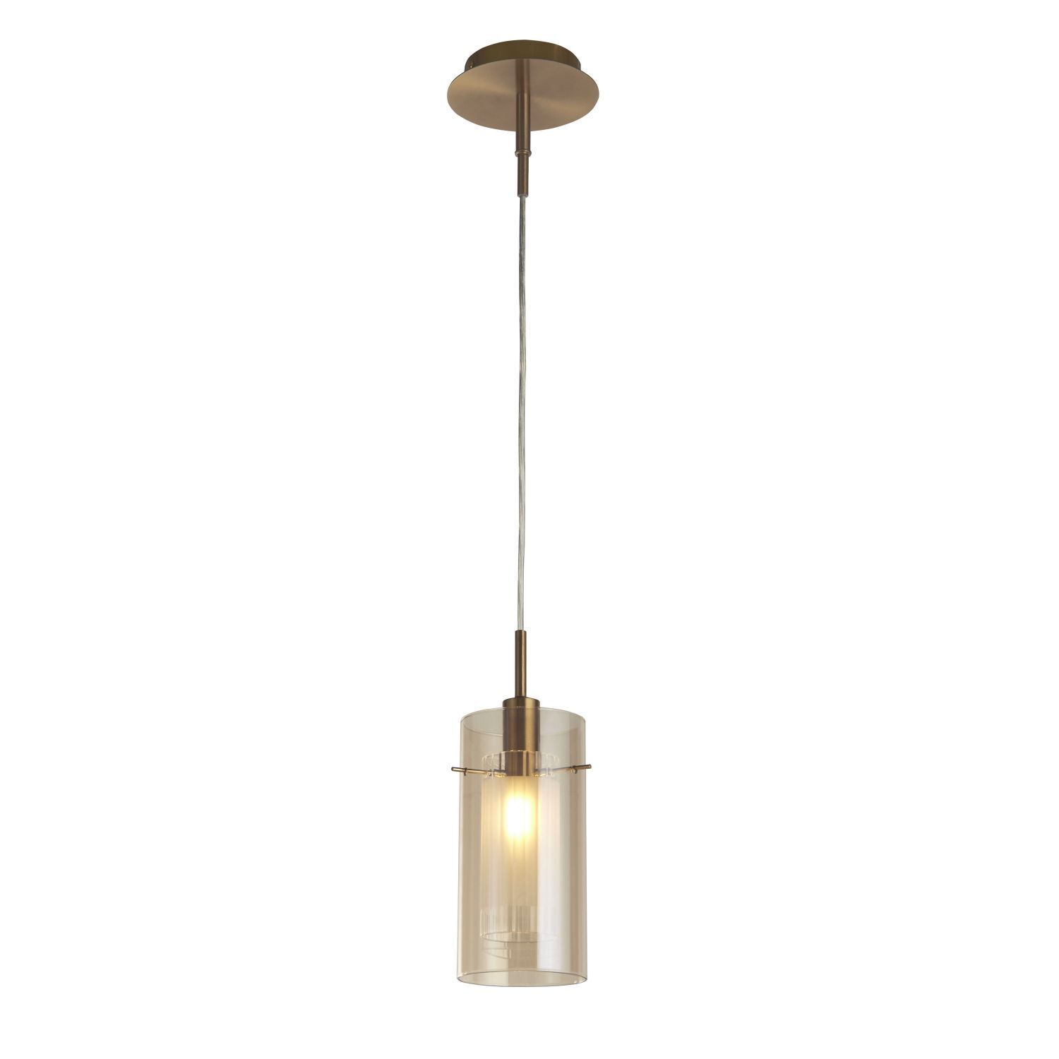 Suspension verre E14 D : 13 cm en laiton champagne