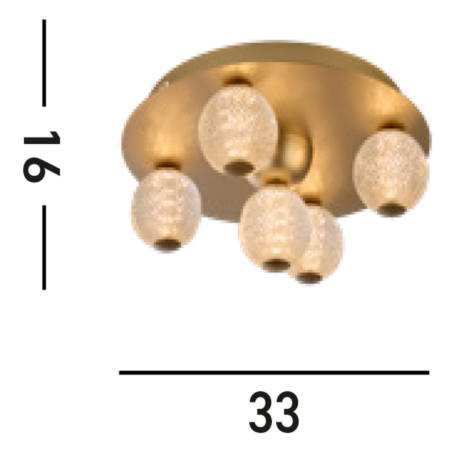 Plafonnier rond à LED en métal doré Ø33 cm 3000 K