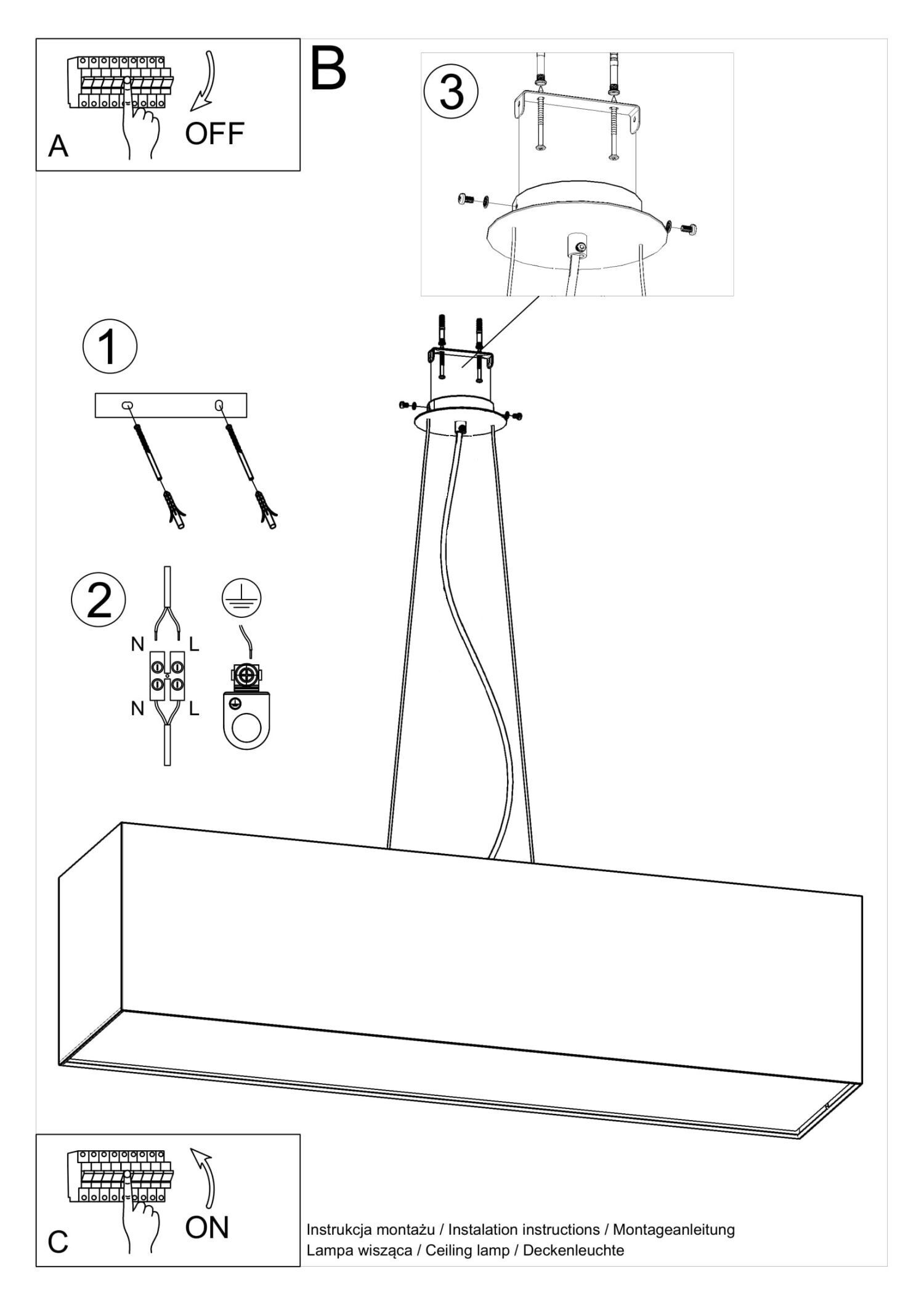 Lampe à suspendre tissu verre blanc largeur 120 cm faible éblouissement 5x E27