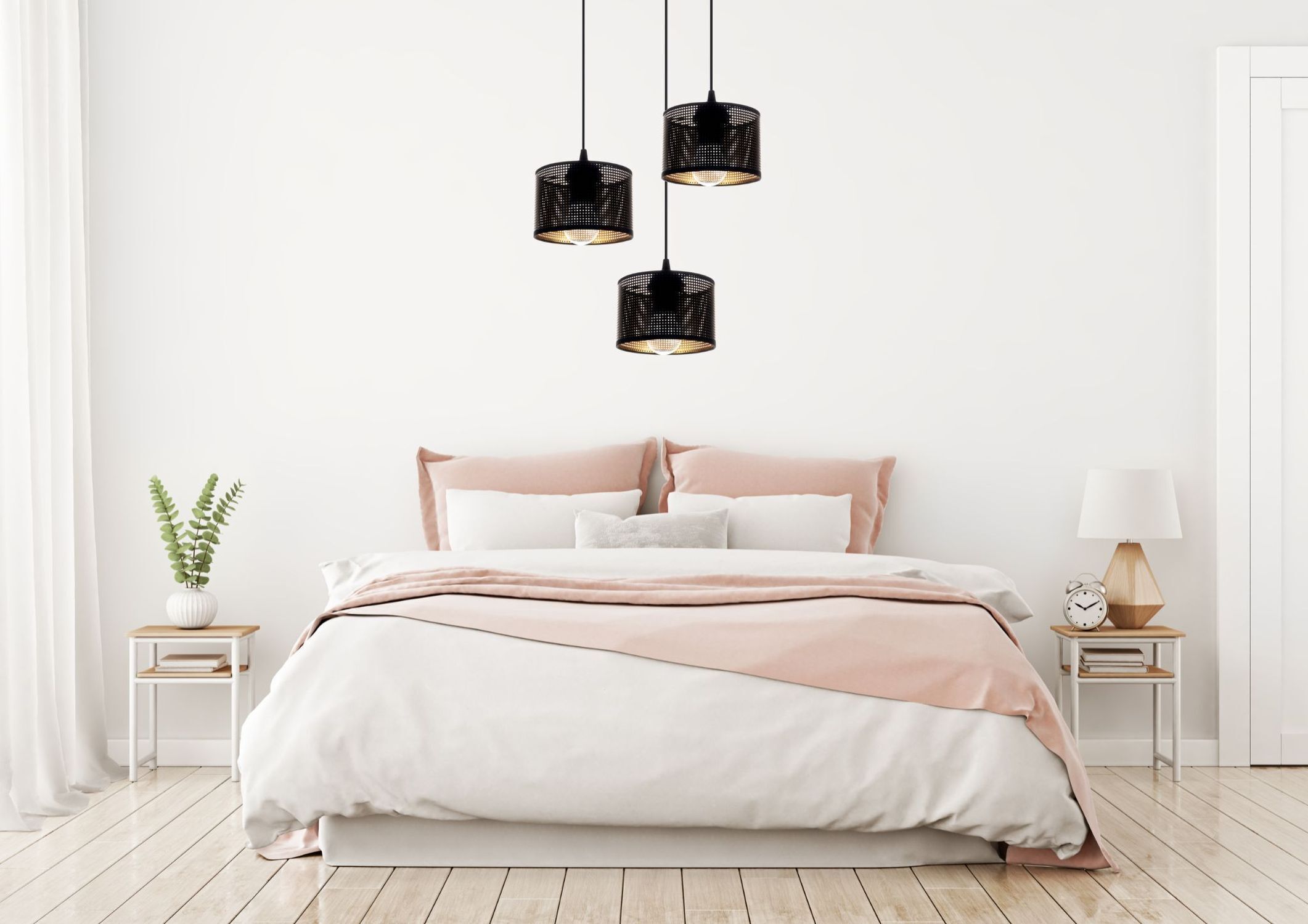 Lampe à suspendre métal Loft 3-flmg E27 L:40 cm noir or
