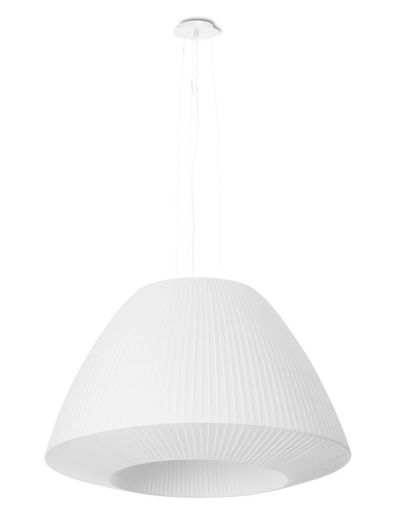 Suspension Blanc Tissu Verre Ø 60 cm grand 3x E27 DIYA