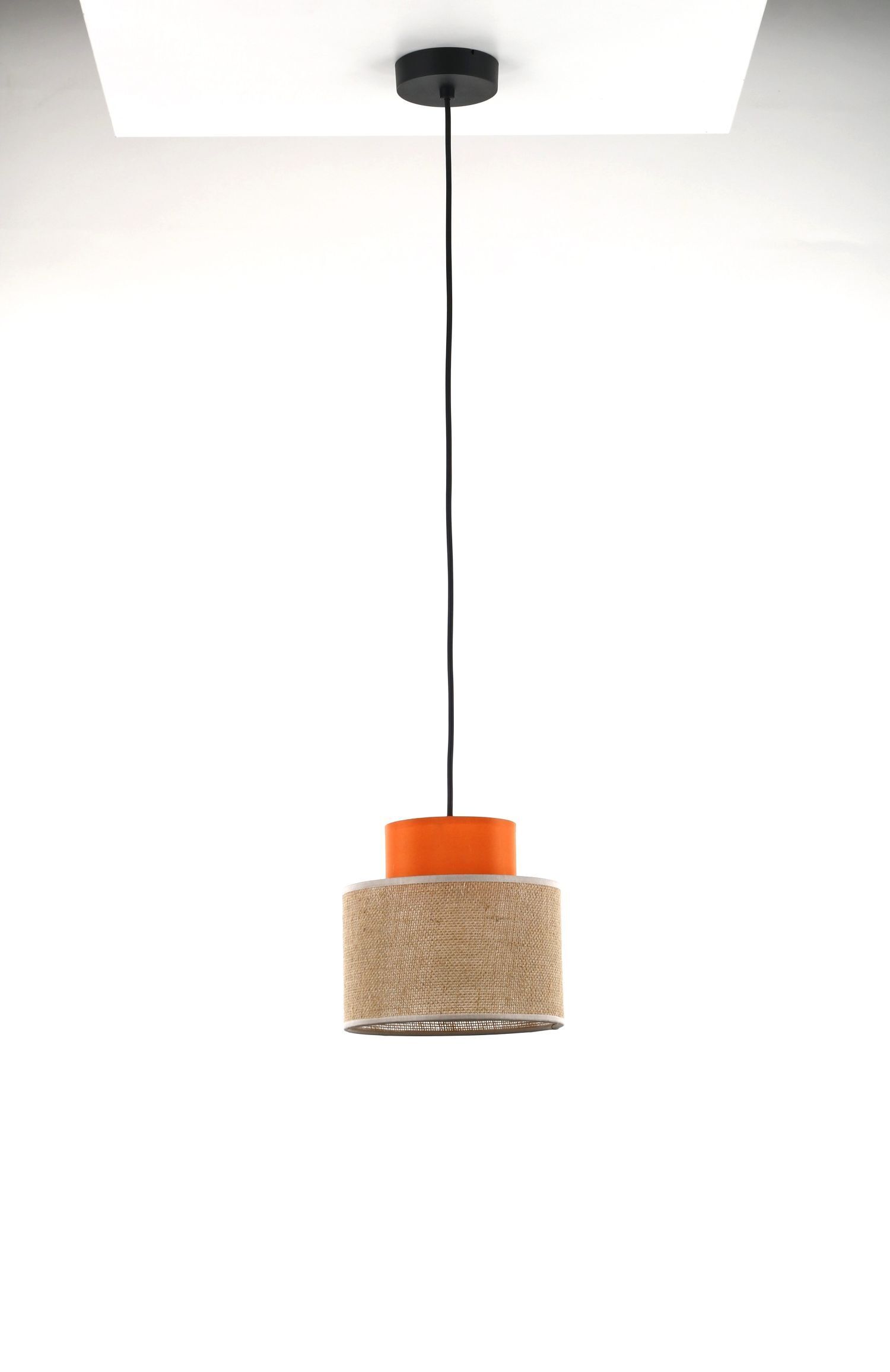 Lampe à suspendre ronde Ø 20 cm H : max. 160 cm Rétro Jute Tissu E27 Lampe, Deckenleuchte, Kronleuchter