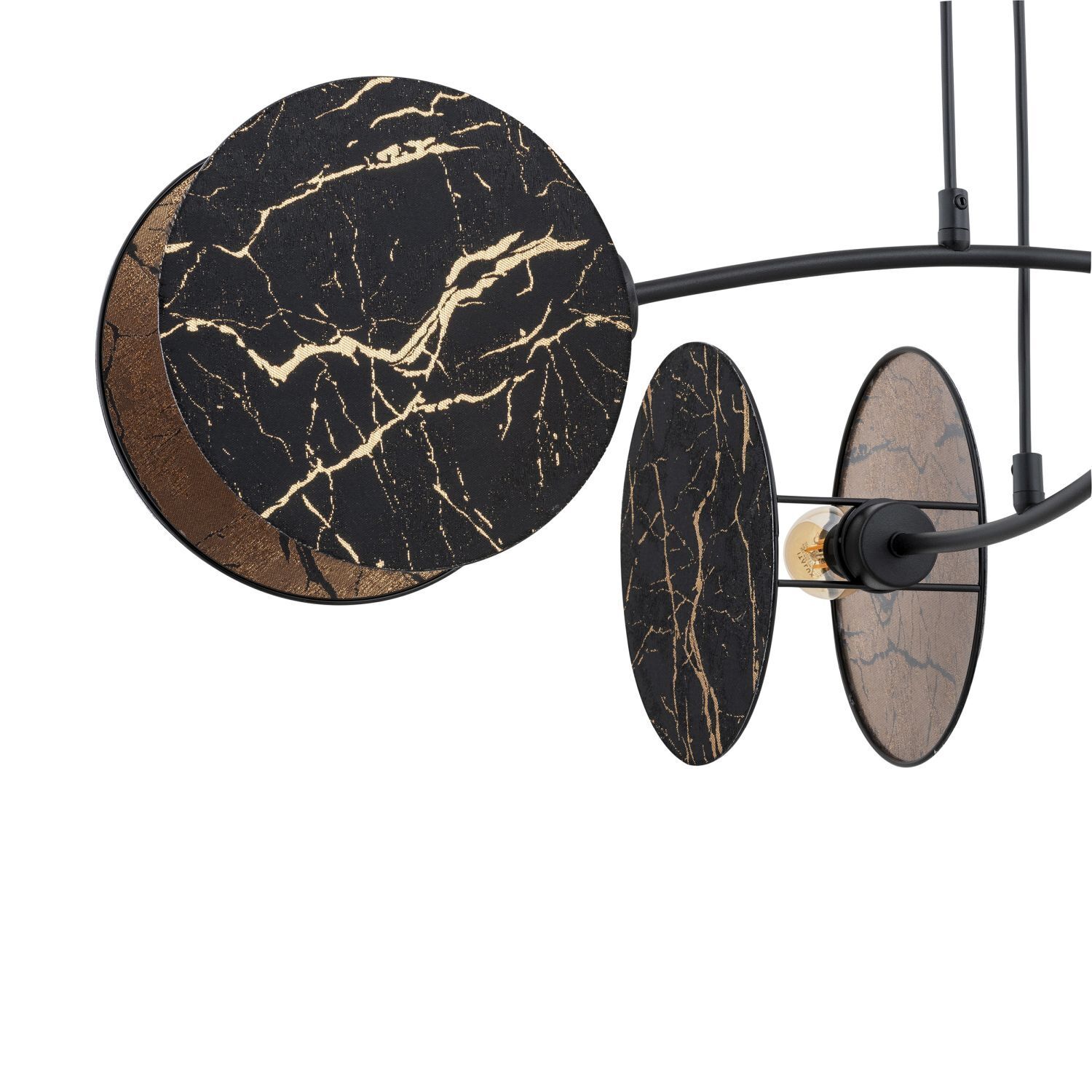 Hängelampe Marmor-Optik Schwarz Gold L: 82 cm Stoff Metall Hängelampe Marmor-Optik Schwarz Gold L: 82 cm Stoff Metall