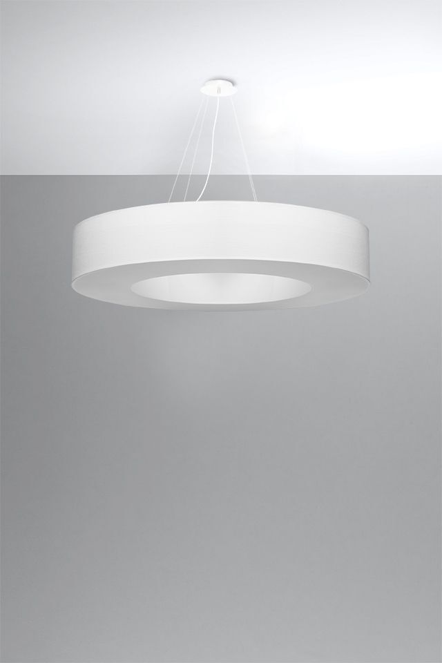 Lampe à suspendre ronde Ø 90 cm faible éblouissement Blanc Tissu Abat-jour