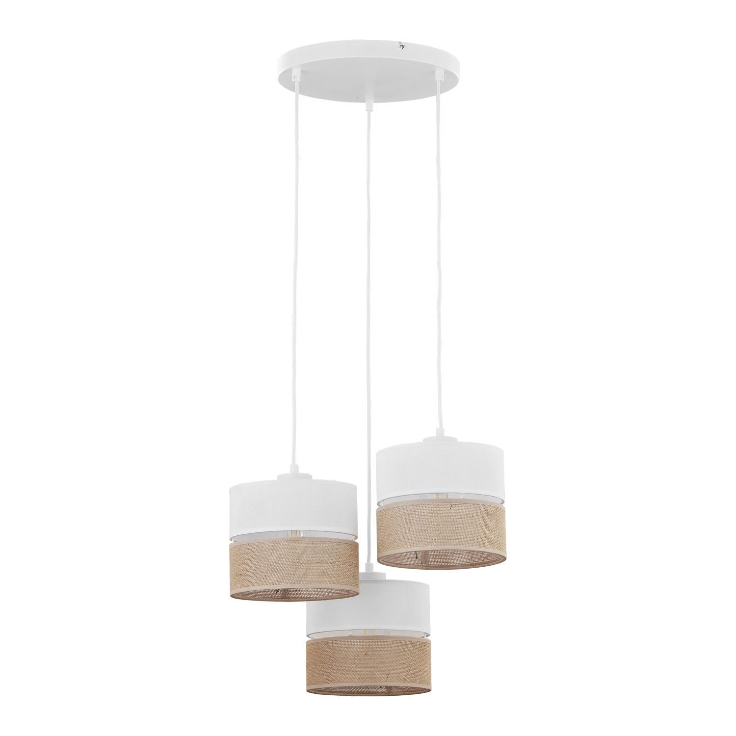 Suspension 3 flammes tissu jute Boho E27 Moderne