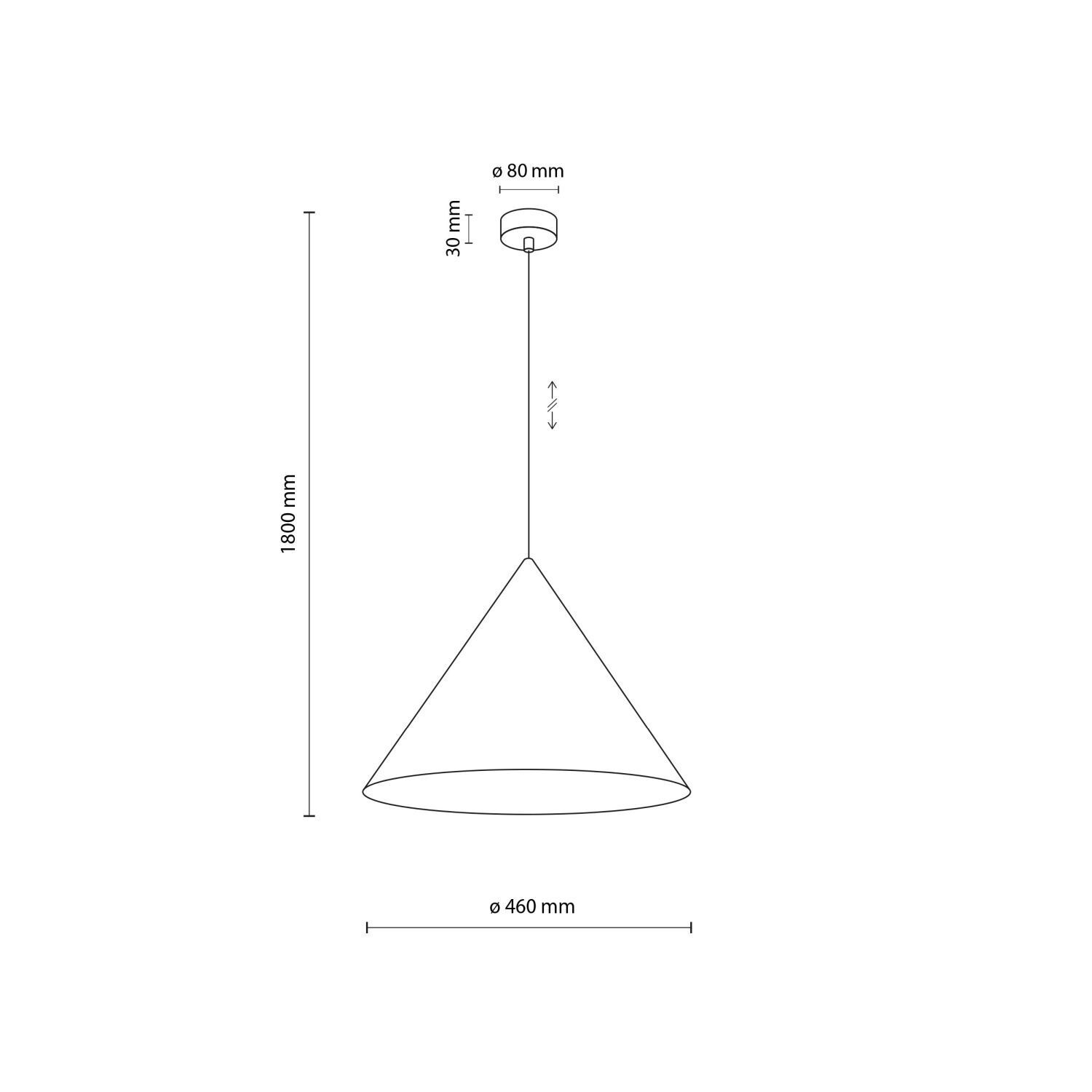 Suspension Retro Ø 50 cm H : max. 170 cm réglable E27 rouge
