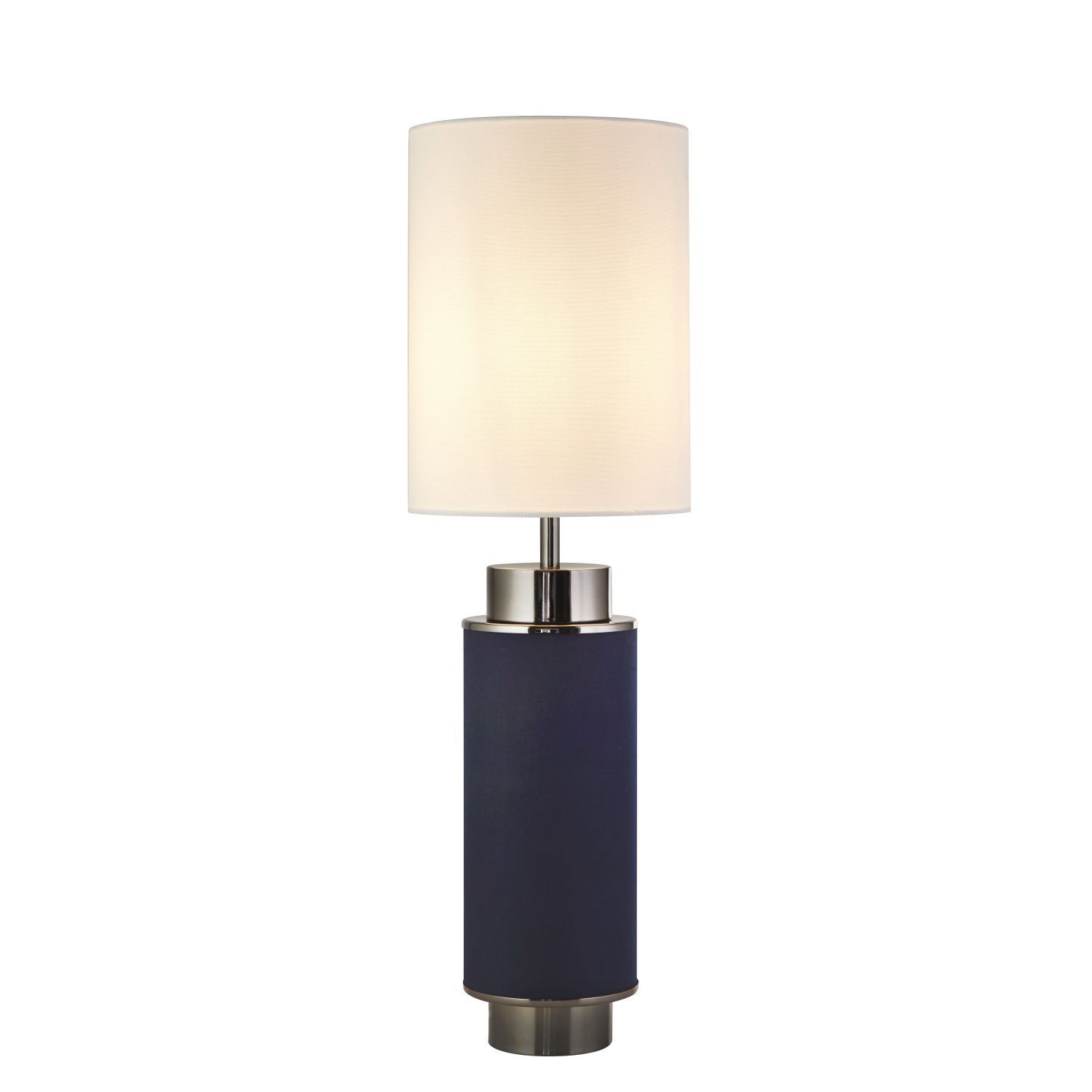 Lampe de table Bleu Blanc Nickel 72 cm de haut E27 Tissu Métal
