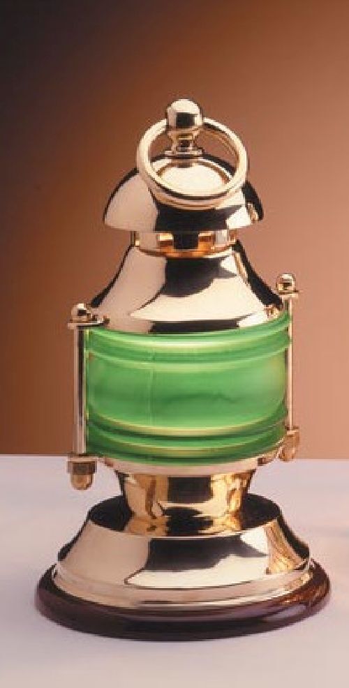 Lampe de table maritime Abat-jour en verre Vert Laiton