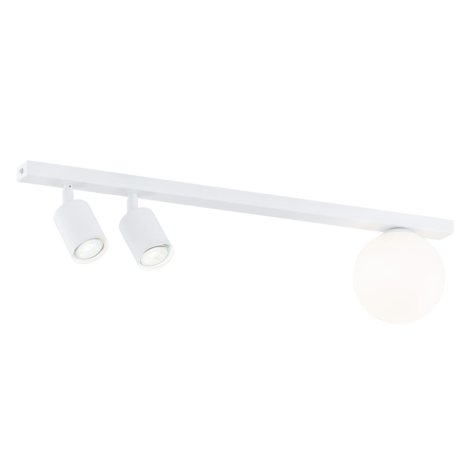 Spot de plafond 60 cm long Blanc GU10 + E14 Métal Verre