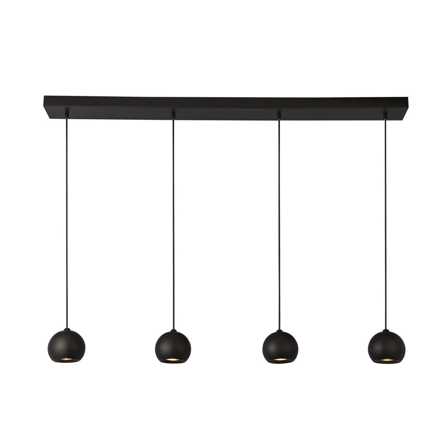 Suspension à 4 flammes GU10 noir L : 125 cm de long