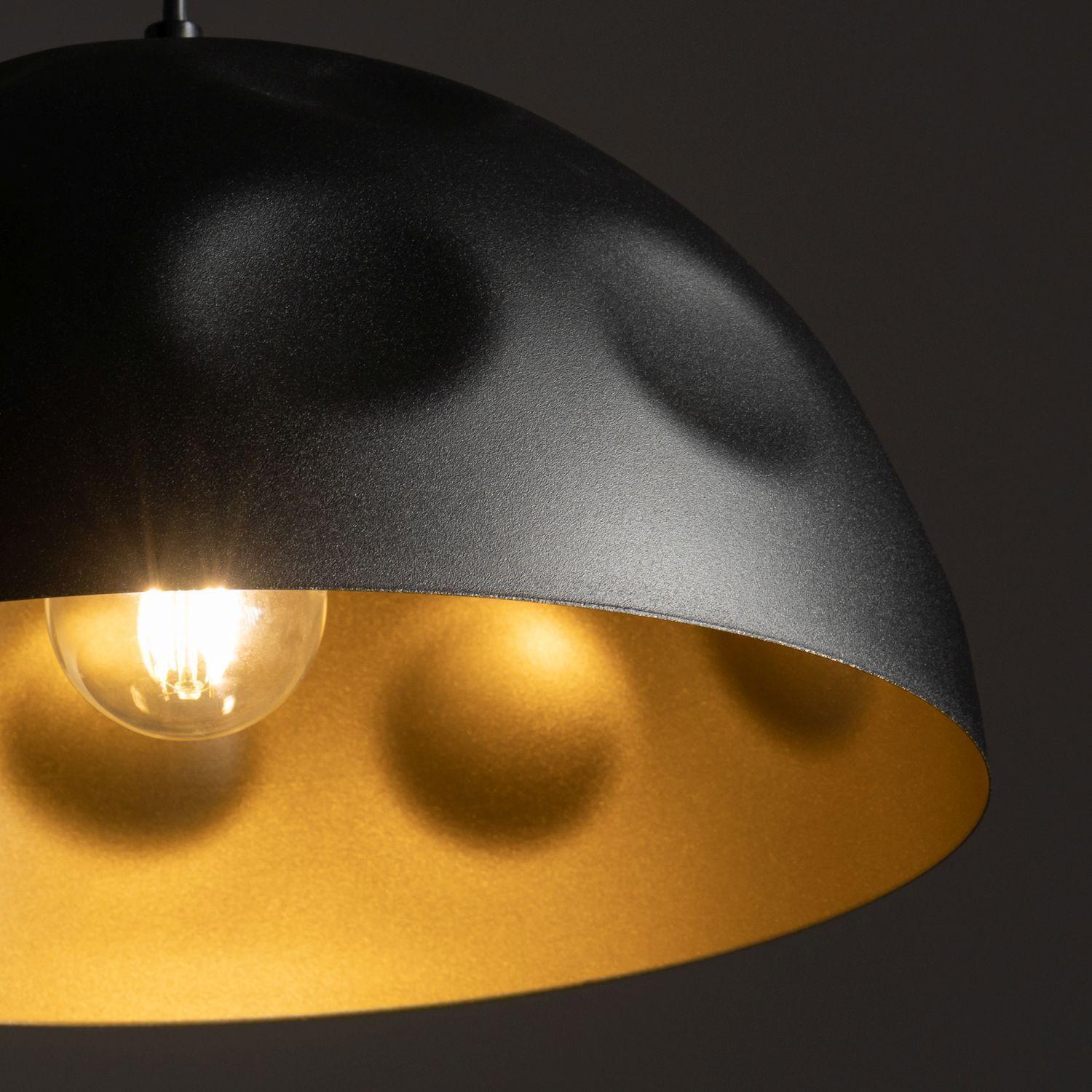 Suspension Ø 33 cm E27 en noir or mat