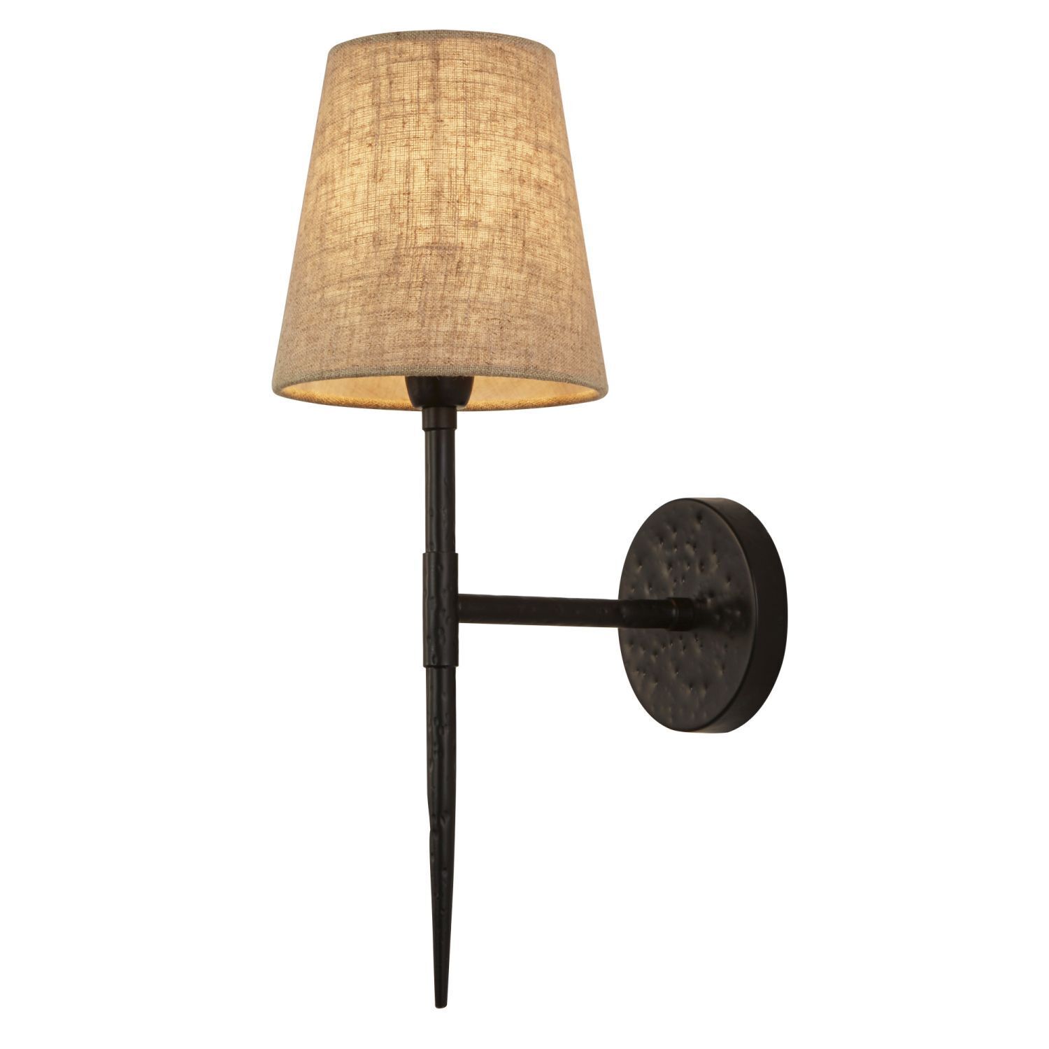 Applique Noir Crème H : 43 cm E14 Tissu Métal Rustique