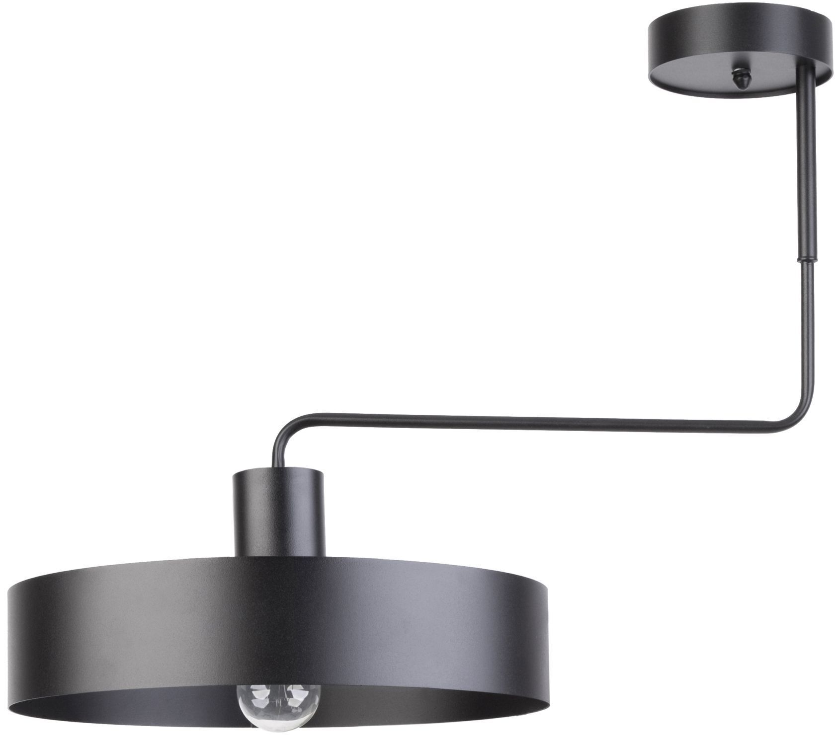 Plafonnier noir métal rétro E27 L:64 cm grand