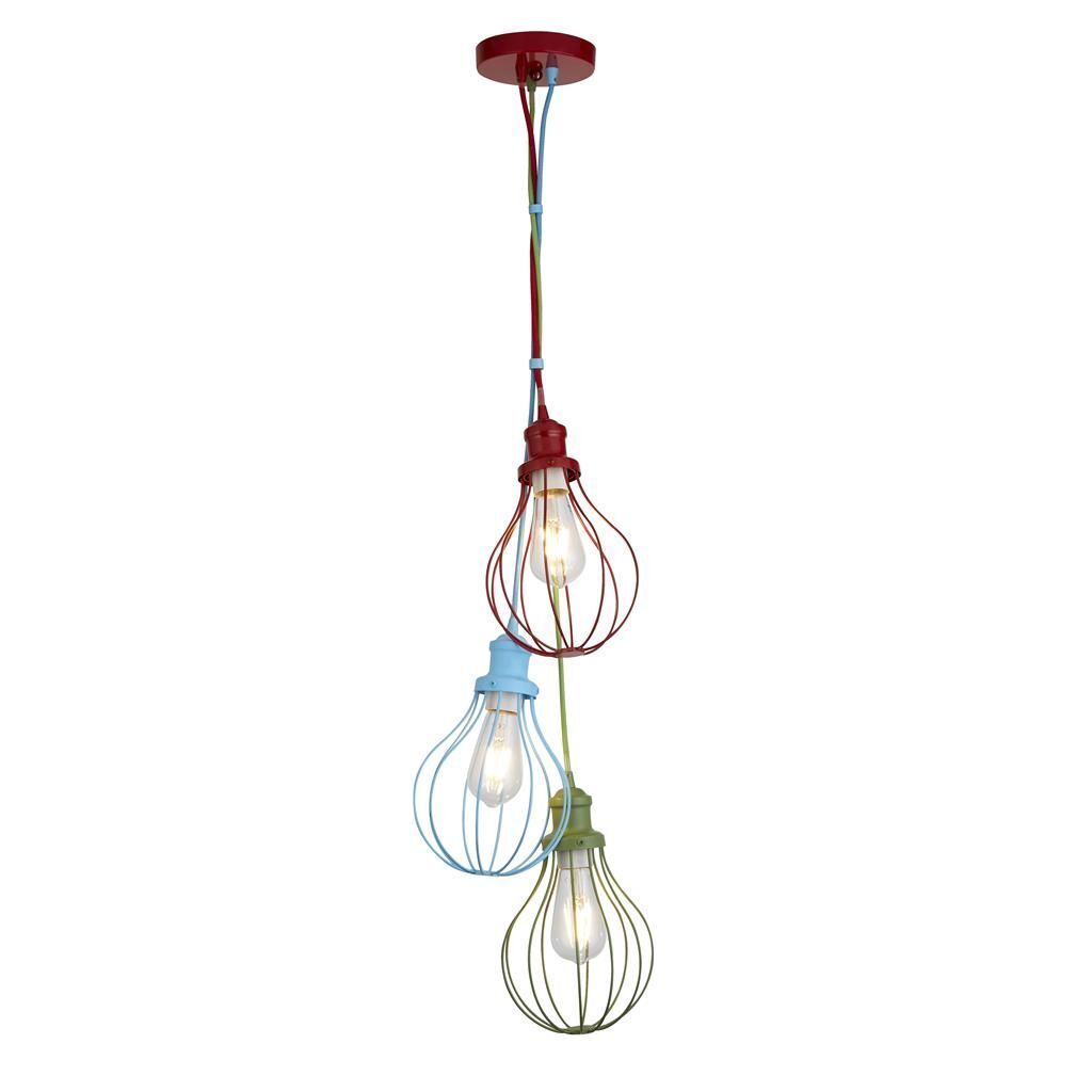 Plafonnier chambre enfant E27 rouge bleu vert métal
