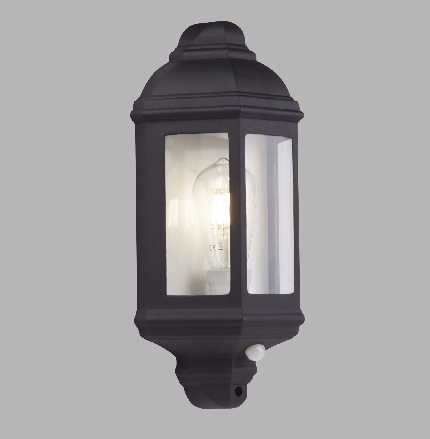 Lampe murale d'extérieur IP44 E27 noir détecteur de mouvement H : 36 cm