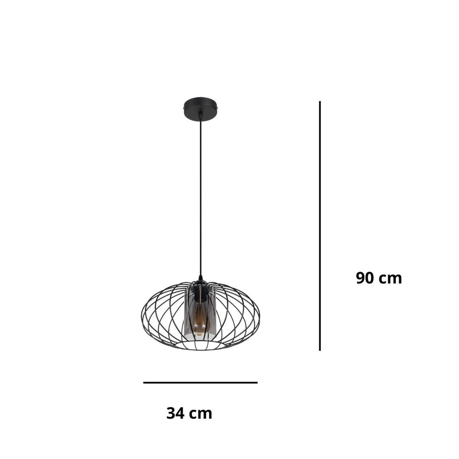 Lampe à suspendre ronde noire métal Ø34 cm E27 Retro