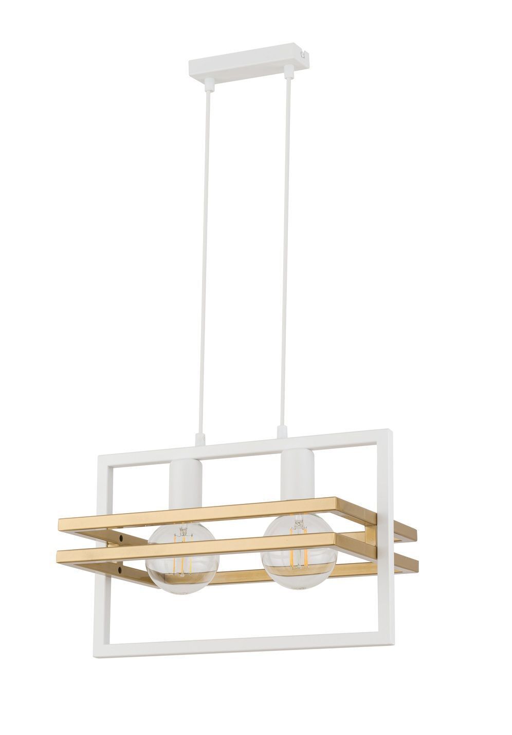 Lampe à suspendre en métal blanc or E27 long 40,5 cm à 0,8 m