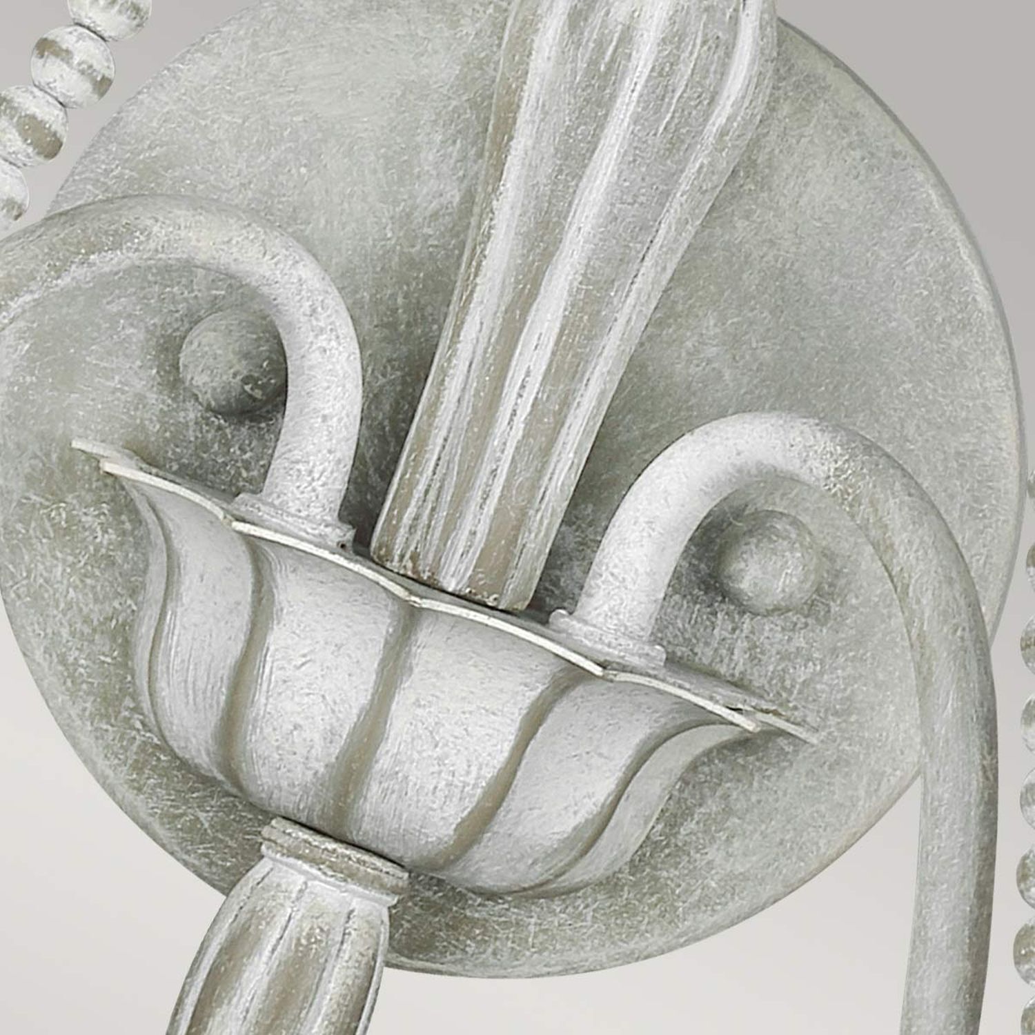 Shabby Wandleuchte Metall Holzperlen H: 53,3 cm Grau Antik de, de