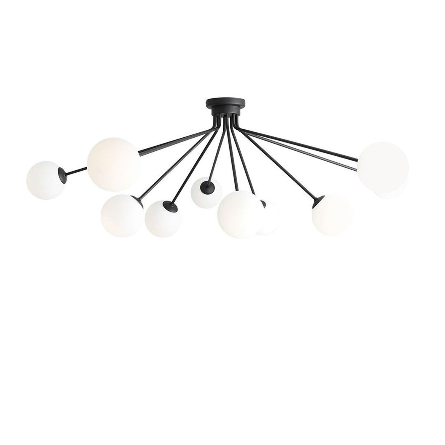 Confortable lampe suspendue verre métal noir L:140 cm