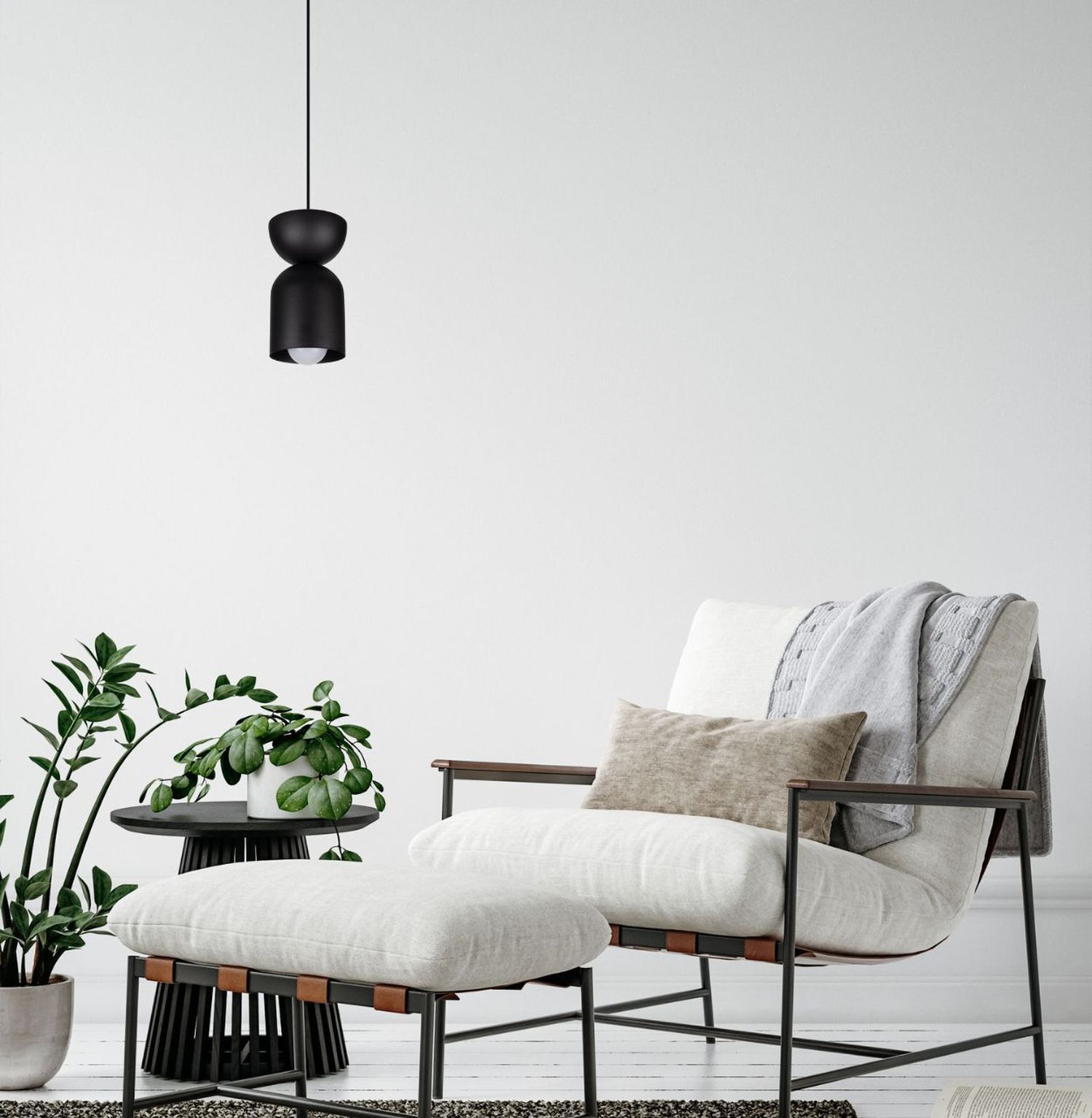 Suspension ronde noire métal Ø11 cm Minimaliste