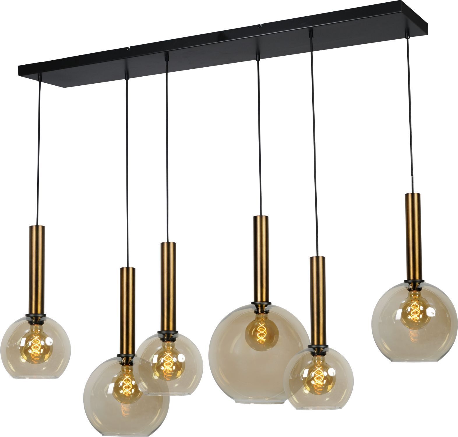 Lampe à suspendre laiton noir fumée 6 flammes table à manger