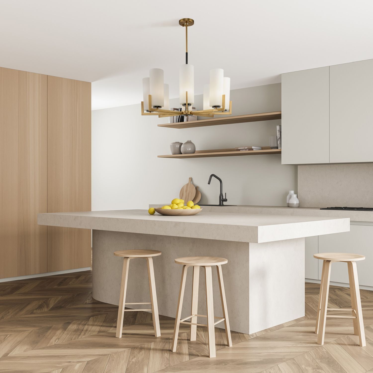 Lustre métal verre L : 76 cm E27 Moderne KAYA Drinnen, Innenarchitektur, Küche, Kücheninsel, Barhocker