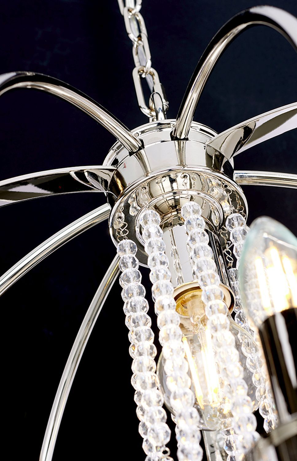 Lampe à suspendre acier Ø46cm en nickel ajustable