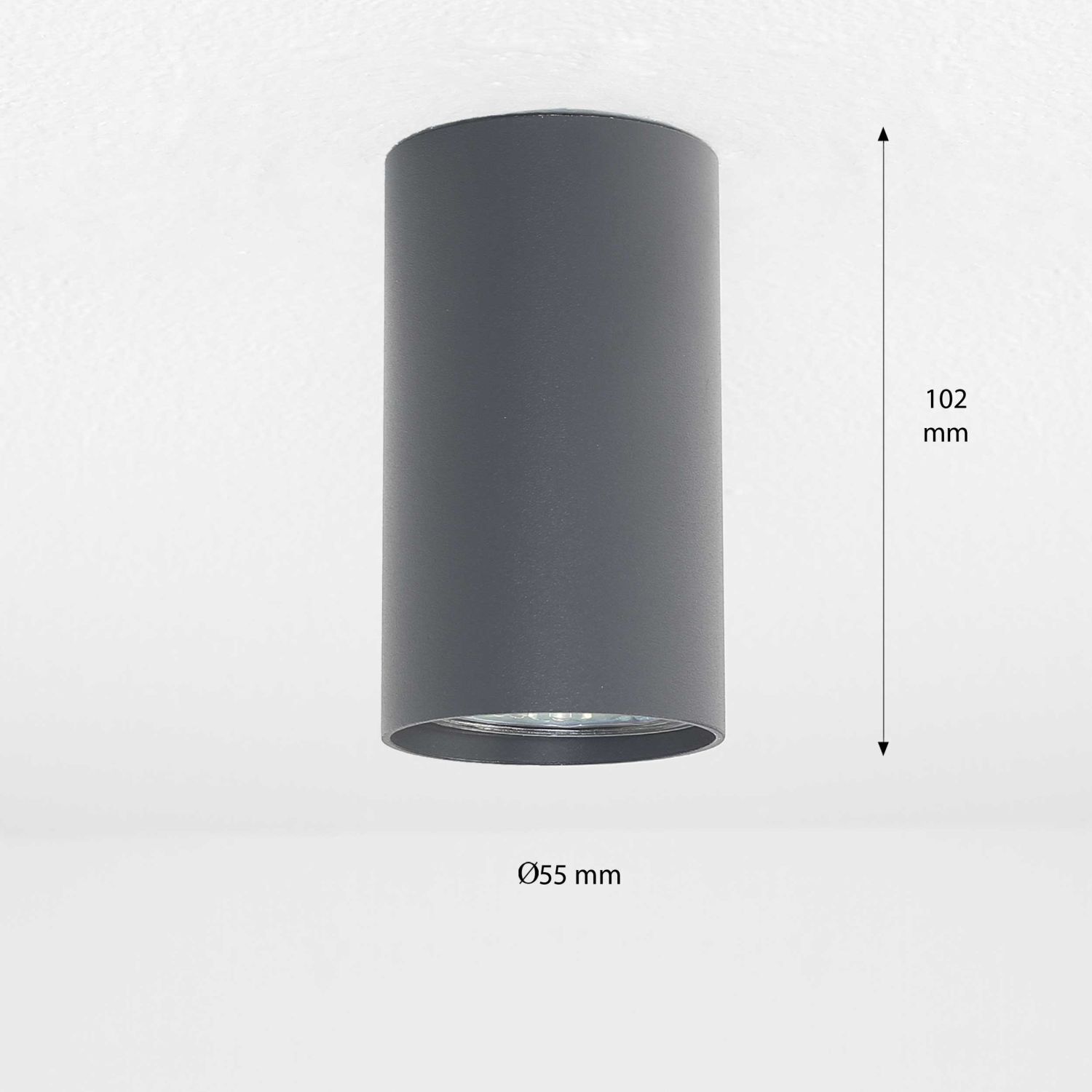 Spot de plafond en anthracite GU10 Ø55cm couloir salon Zylinder