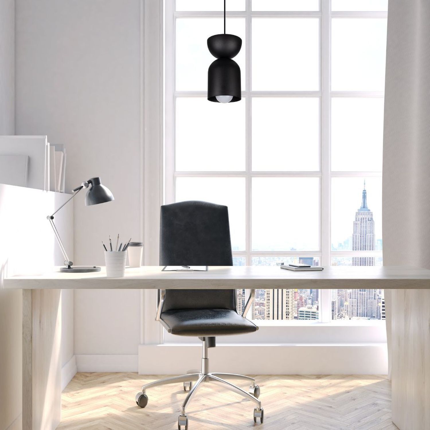 Suspension ronde noire métal Ø11 cm Minimaliste