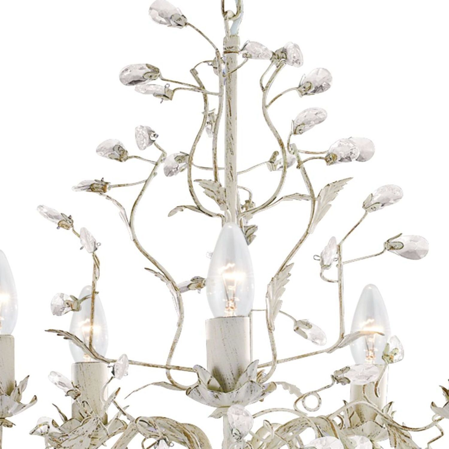 Lustre en cristal Floral en shabby crème or Ø 50 cm