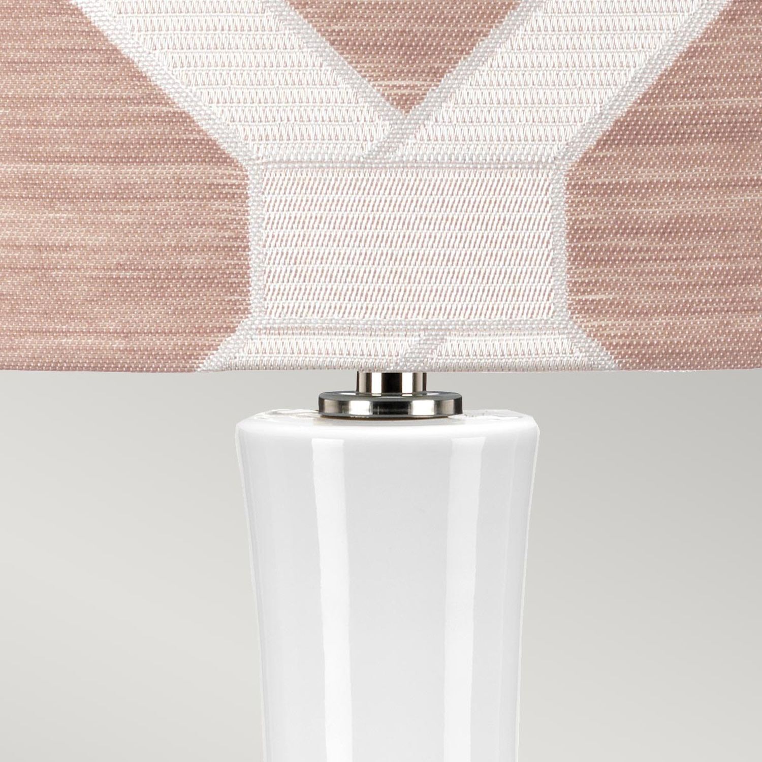 Lampe de table céramique tissu E27 hauteur 69 cm blanc rose