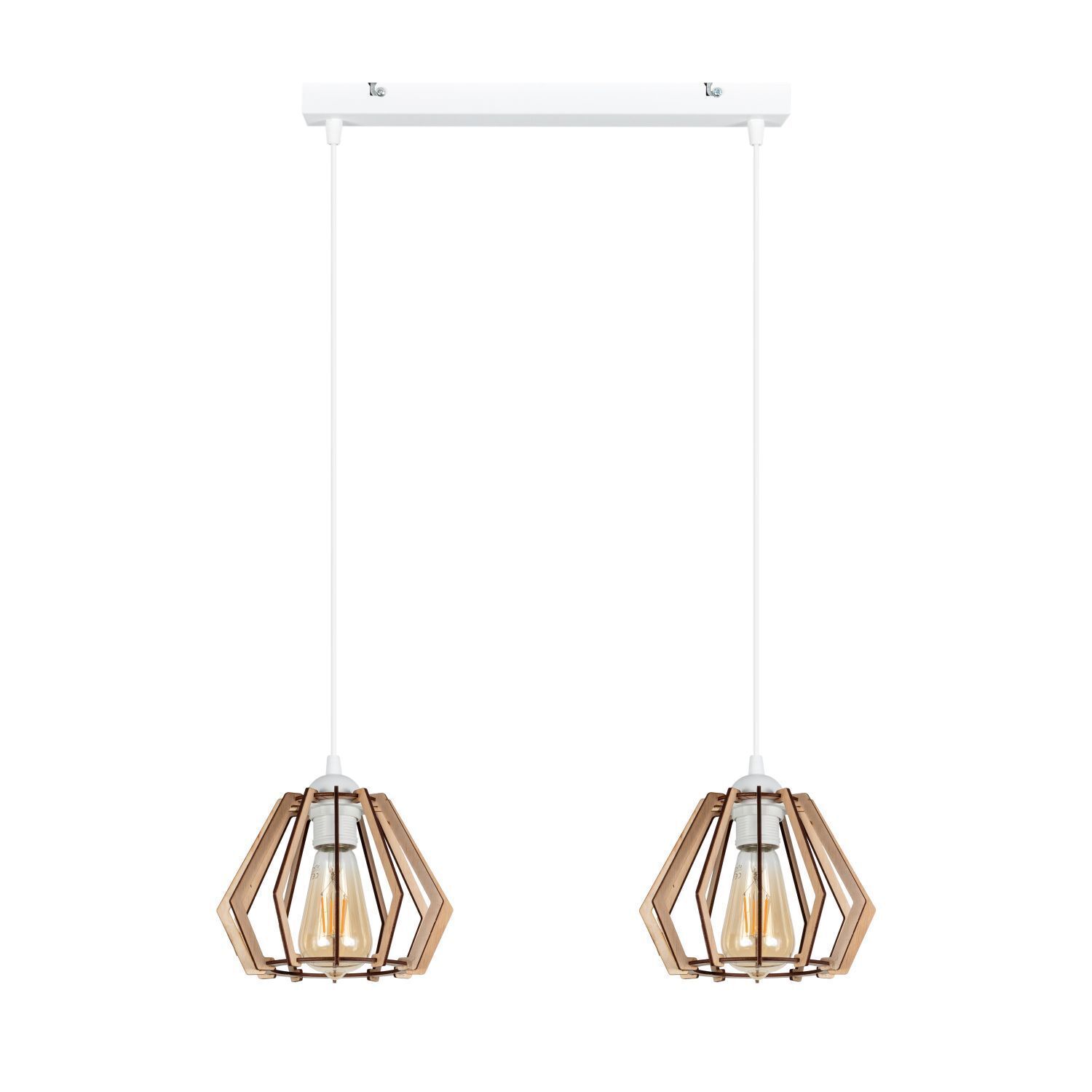 Lampe à suspendre Scandinave Bois Métal Blanc E27 L:60 cm