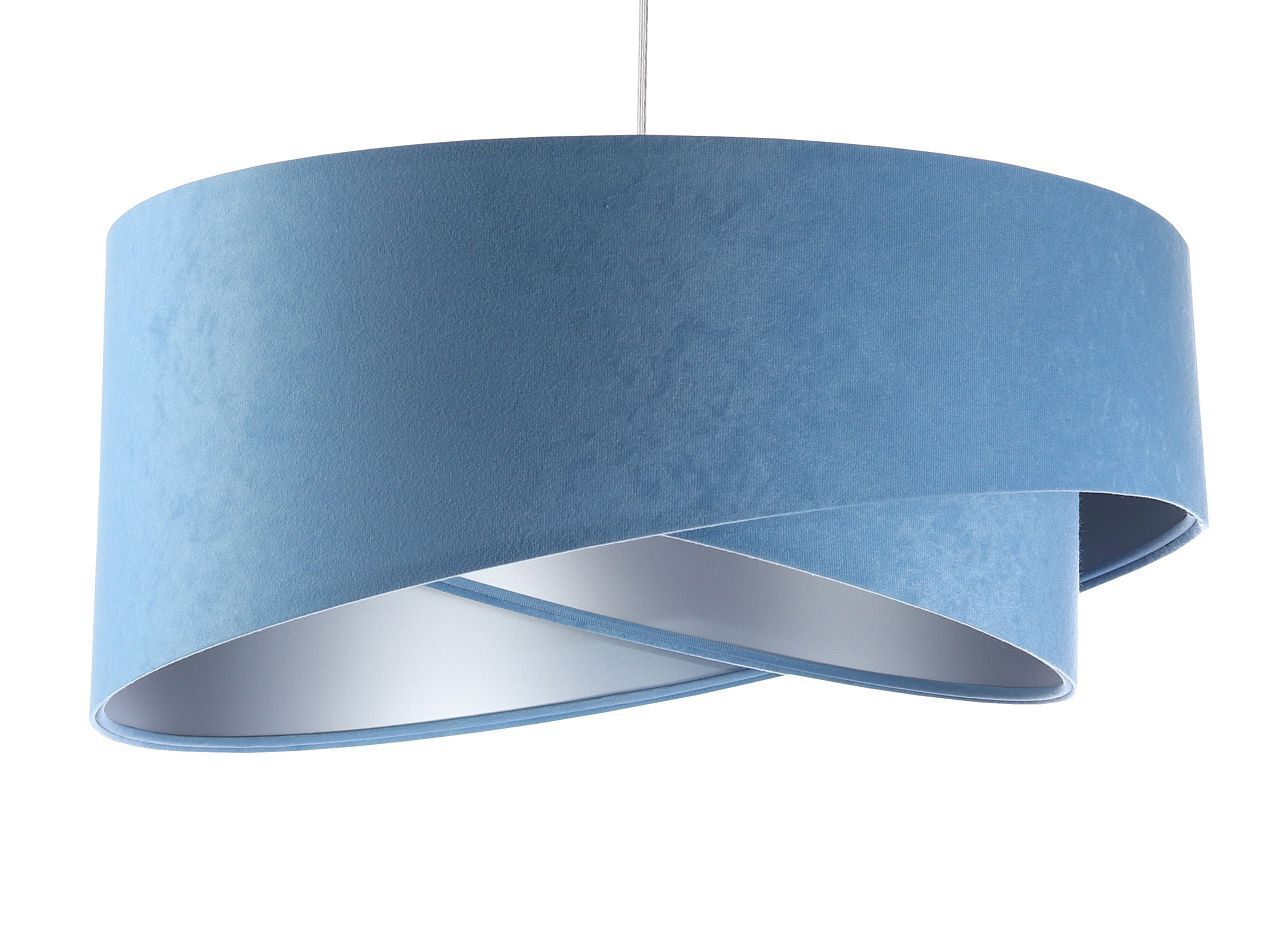 Suspension Bleu Argent E27 ronde Ø 50 cm Aspect velours