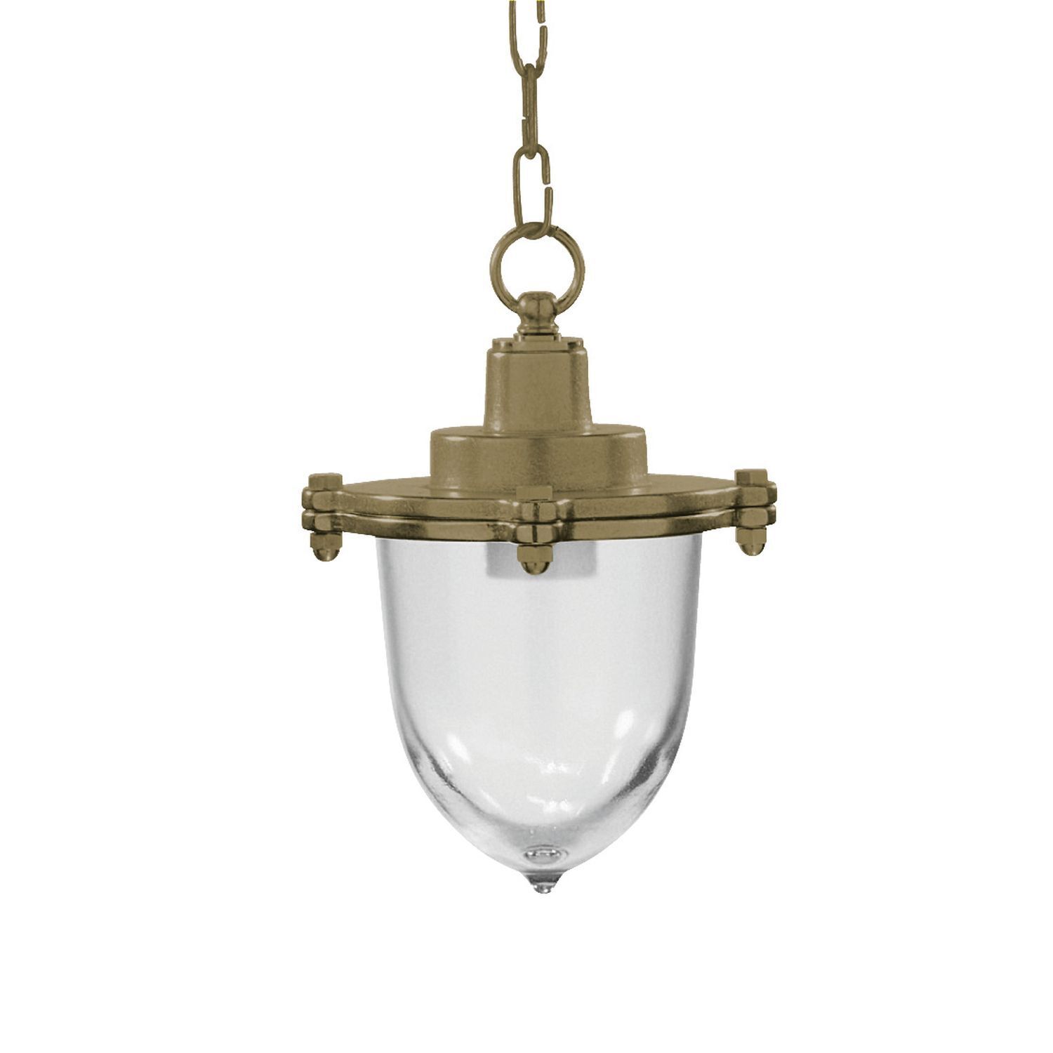 Hängeleuchte außen Glas Messing E27 IP44 rund Ø 19 cm hängelampe, gläserne lampenschale, eisenmetall, bronzefarben, ankerverschluss