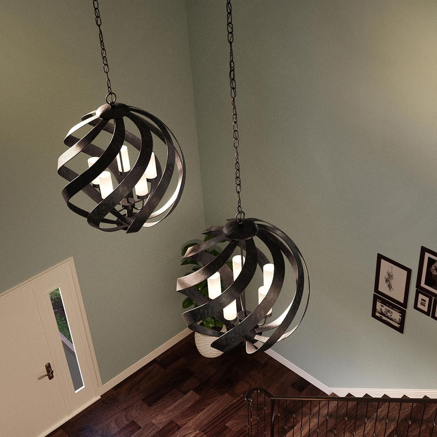 Lampe d'extérieur suspendue Ø 66 cm grande hauteur réglable IP44 E14