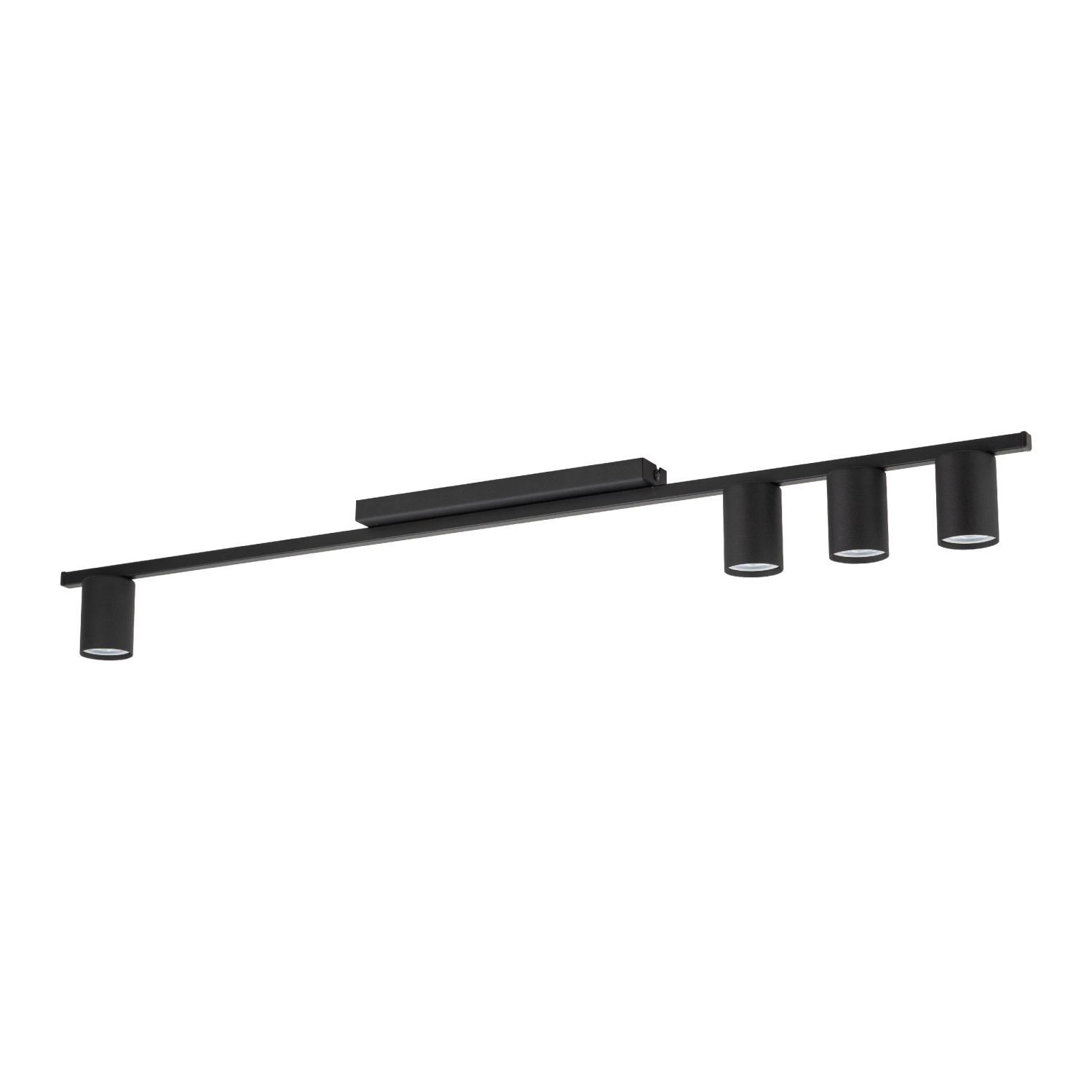 Plafonnier métal noir long 100 cm plat 4 flammes